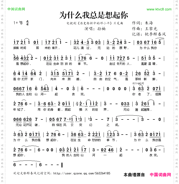 为什么我总是想起你_电视剧《历史转折中的邓小平》片尾曲