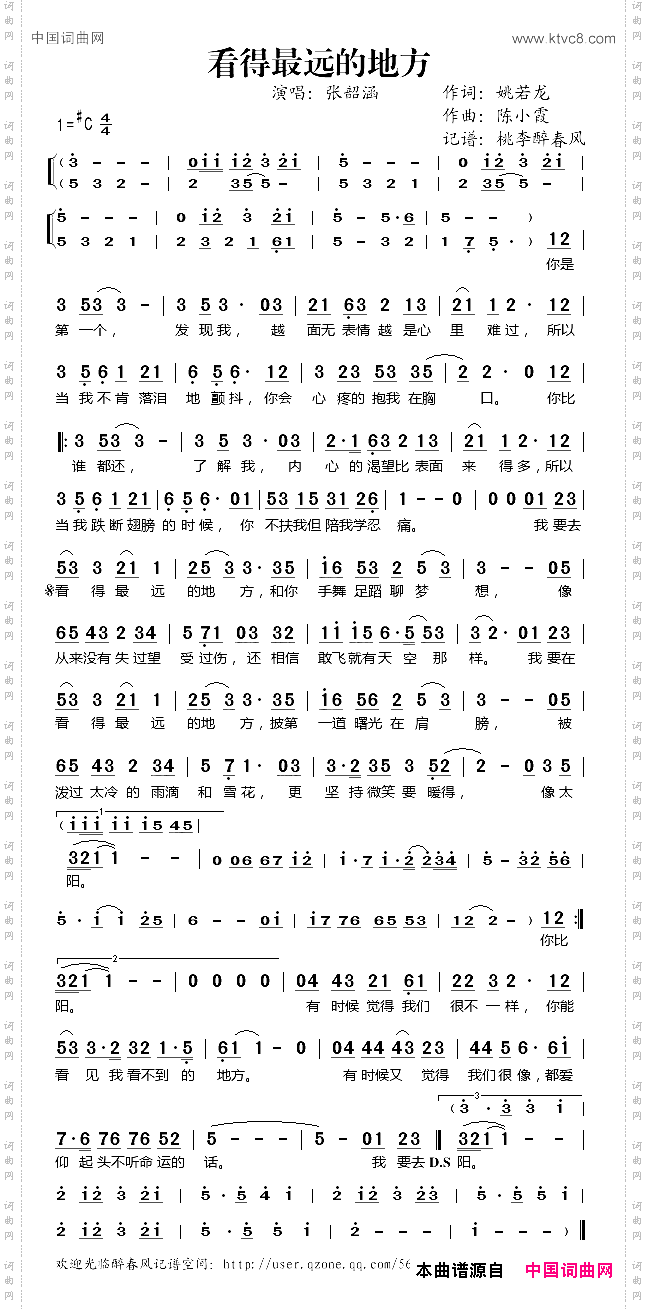 看得最远的地方姚若龙词陈小霞曲