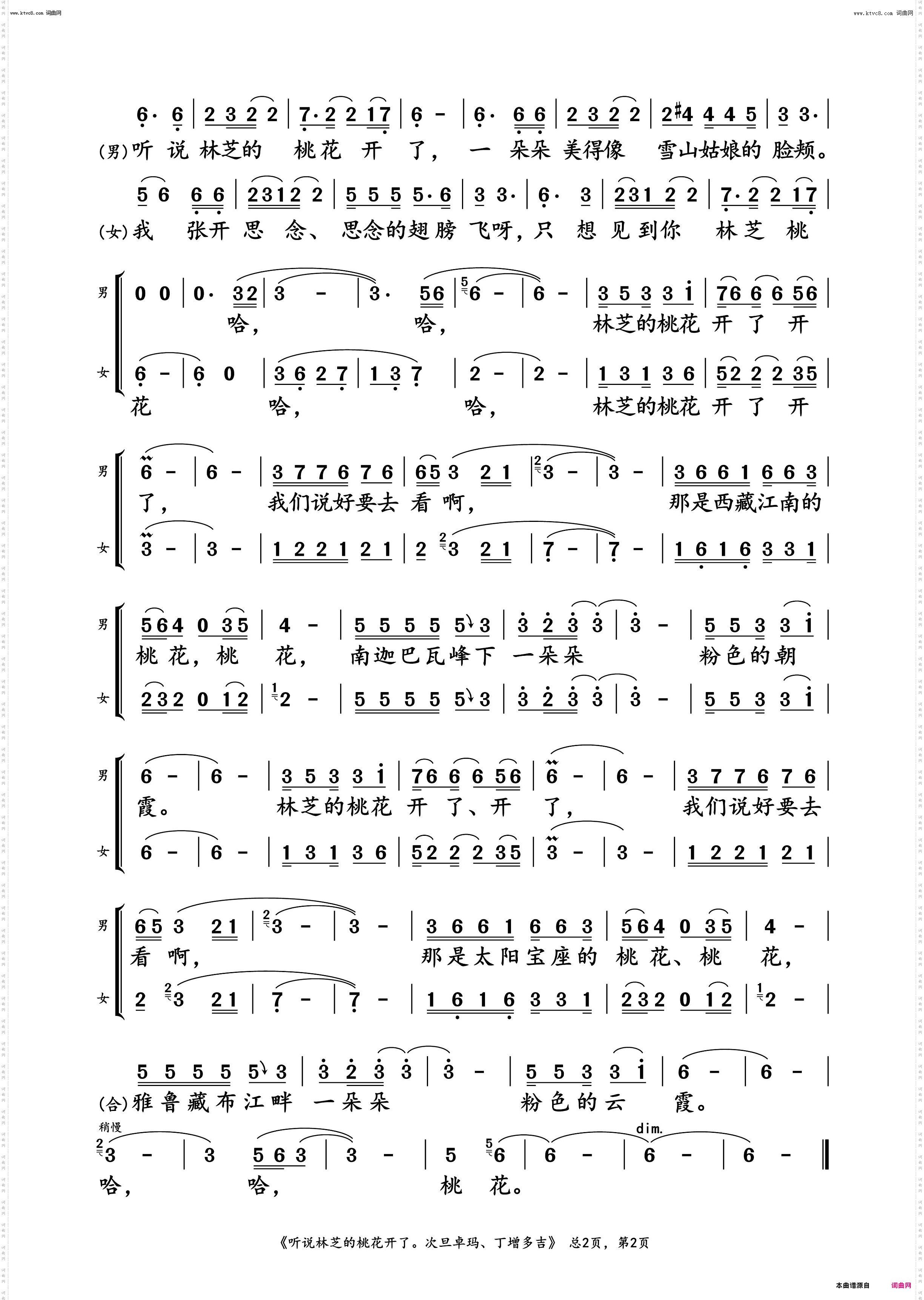 听说林芝的桃花开了_次旦卓玛、丁增多吉 动态谱