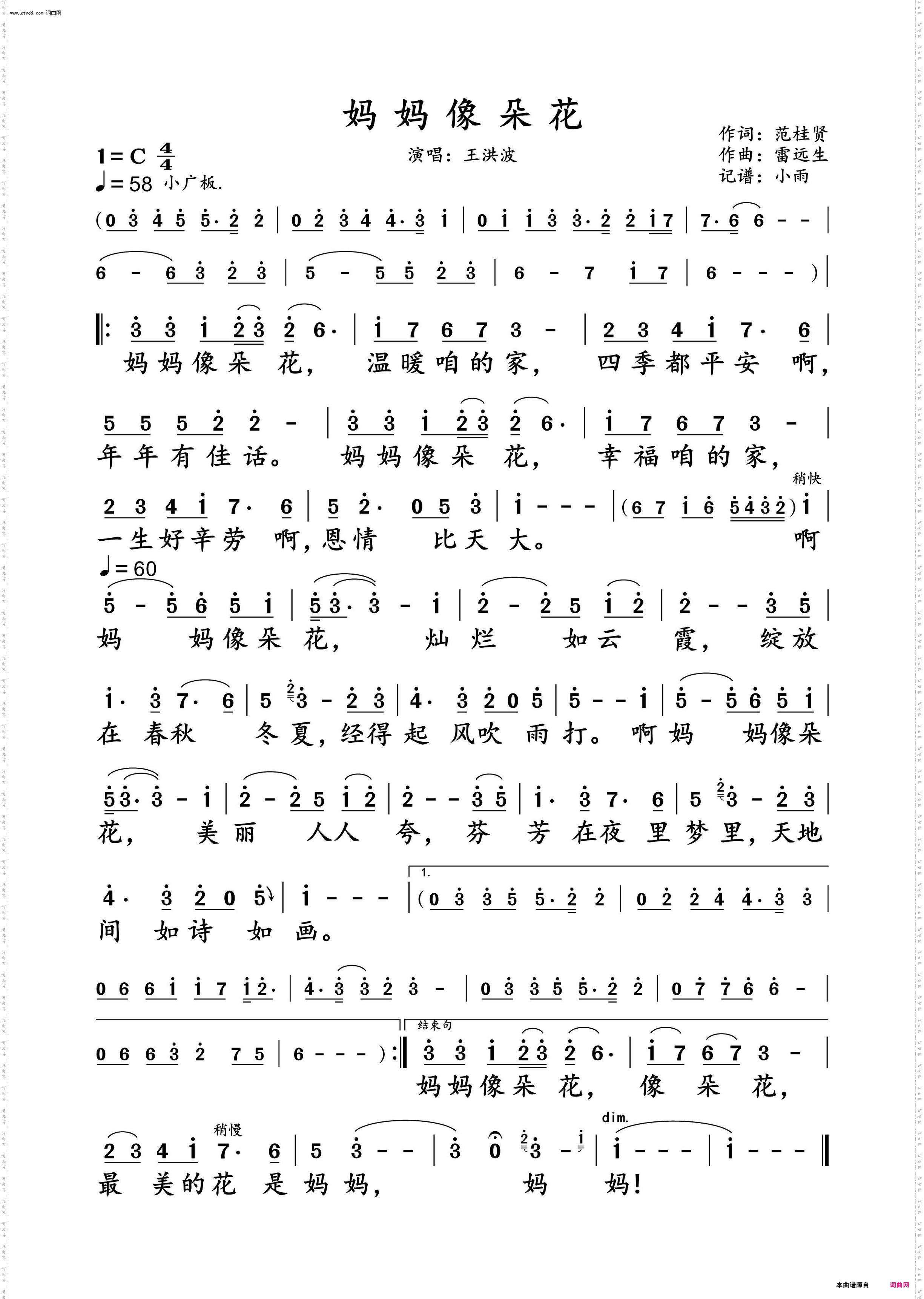 妈妈像朵花_王洪波 动态谱