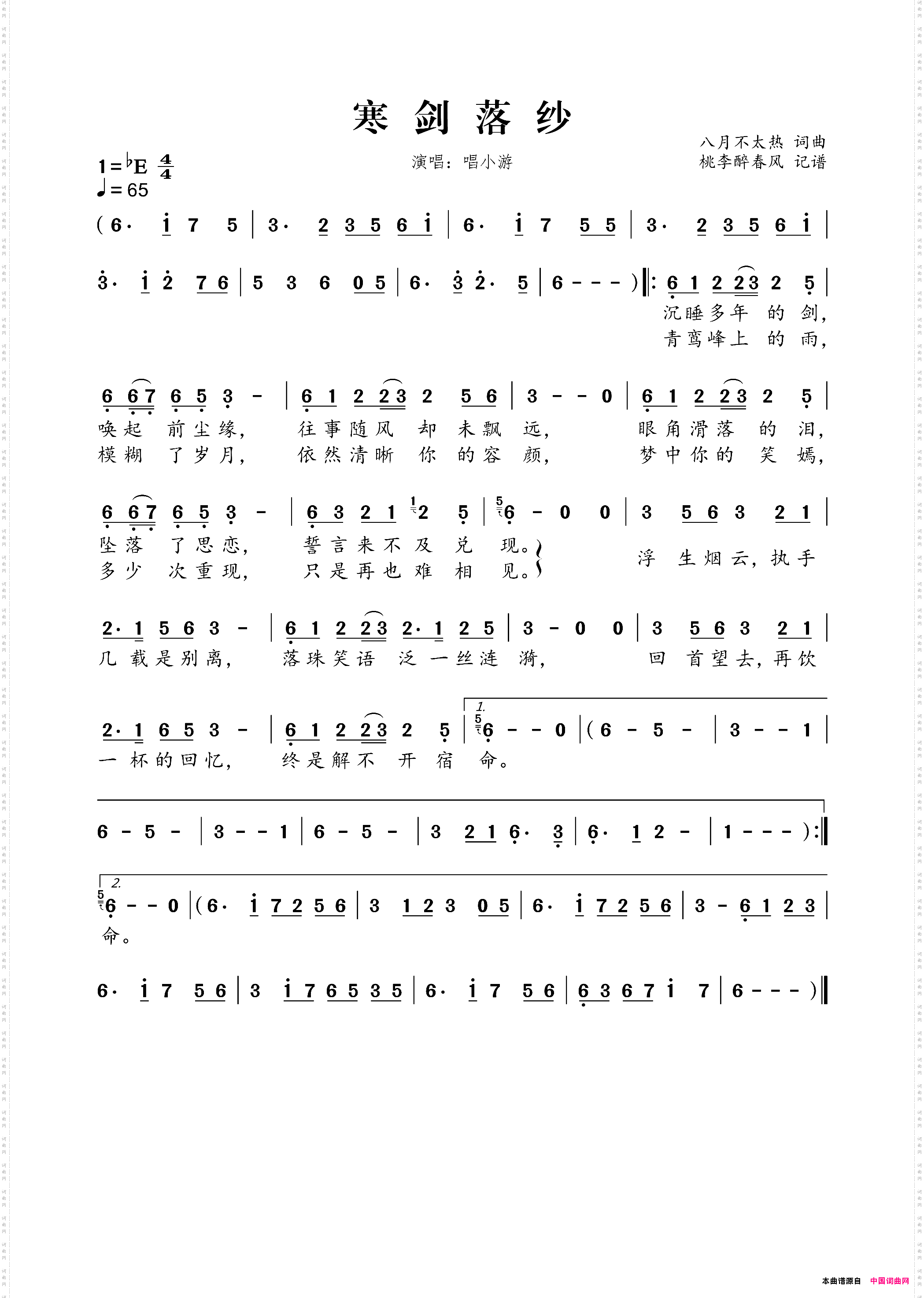 寒剑落纱