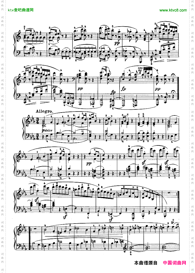 降E大调第四钢琴奏鸣曲-Op.7