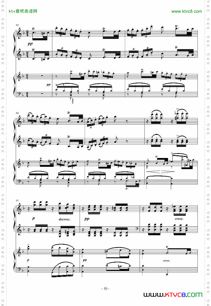 A大调弦乐五重奏“鳟鱼”第四乐章两架钢琴谱