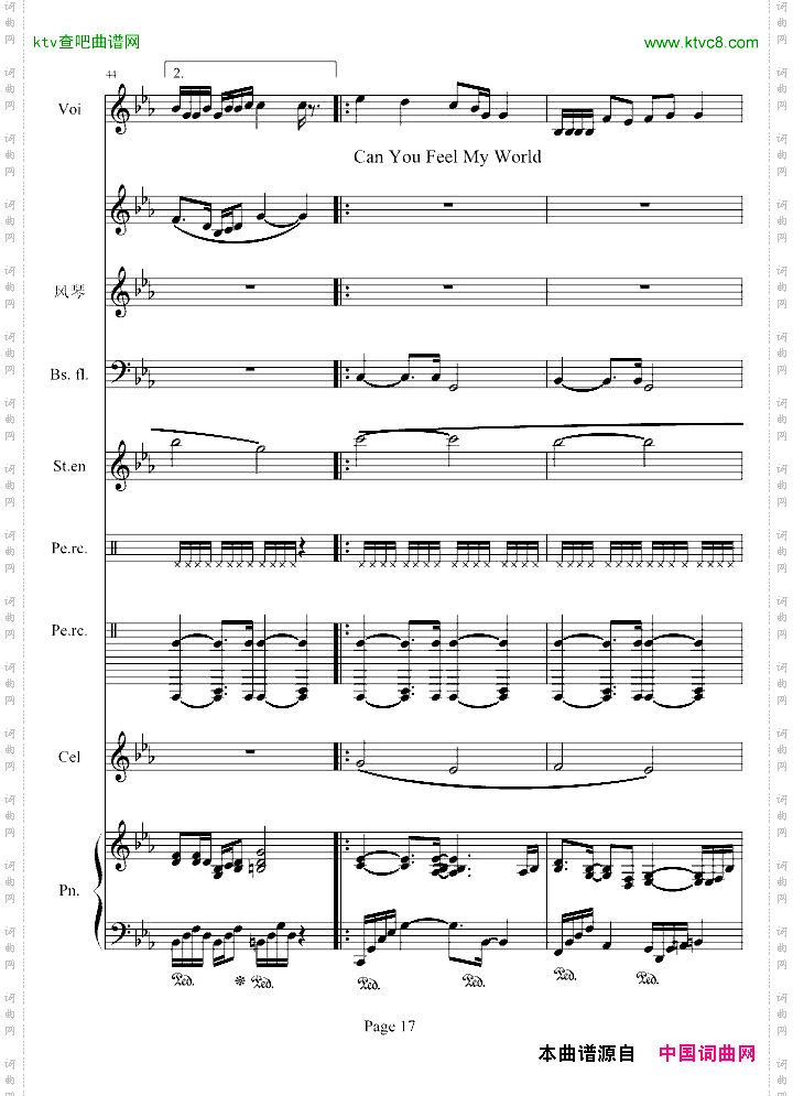CanYouFeelMyWorld总谱版