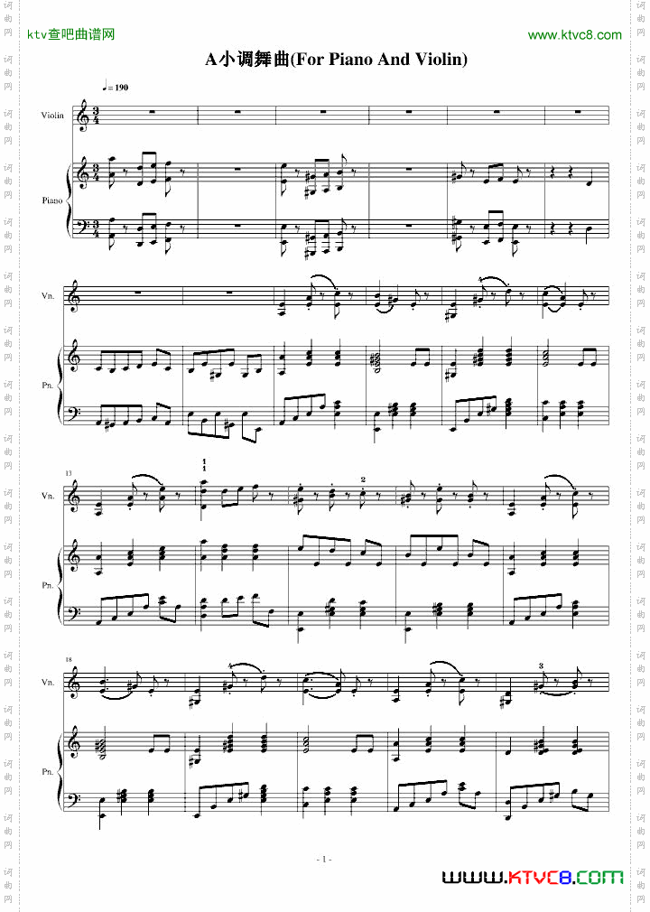H14-A小调舞曲ForPianoAndViolin