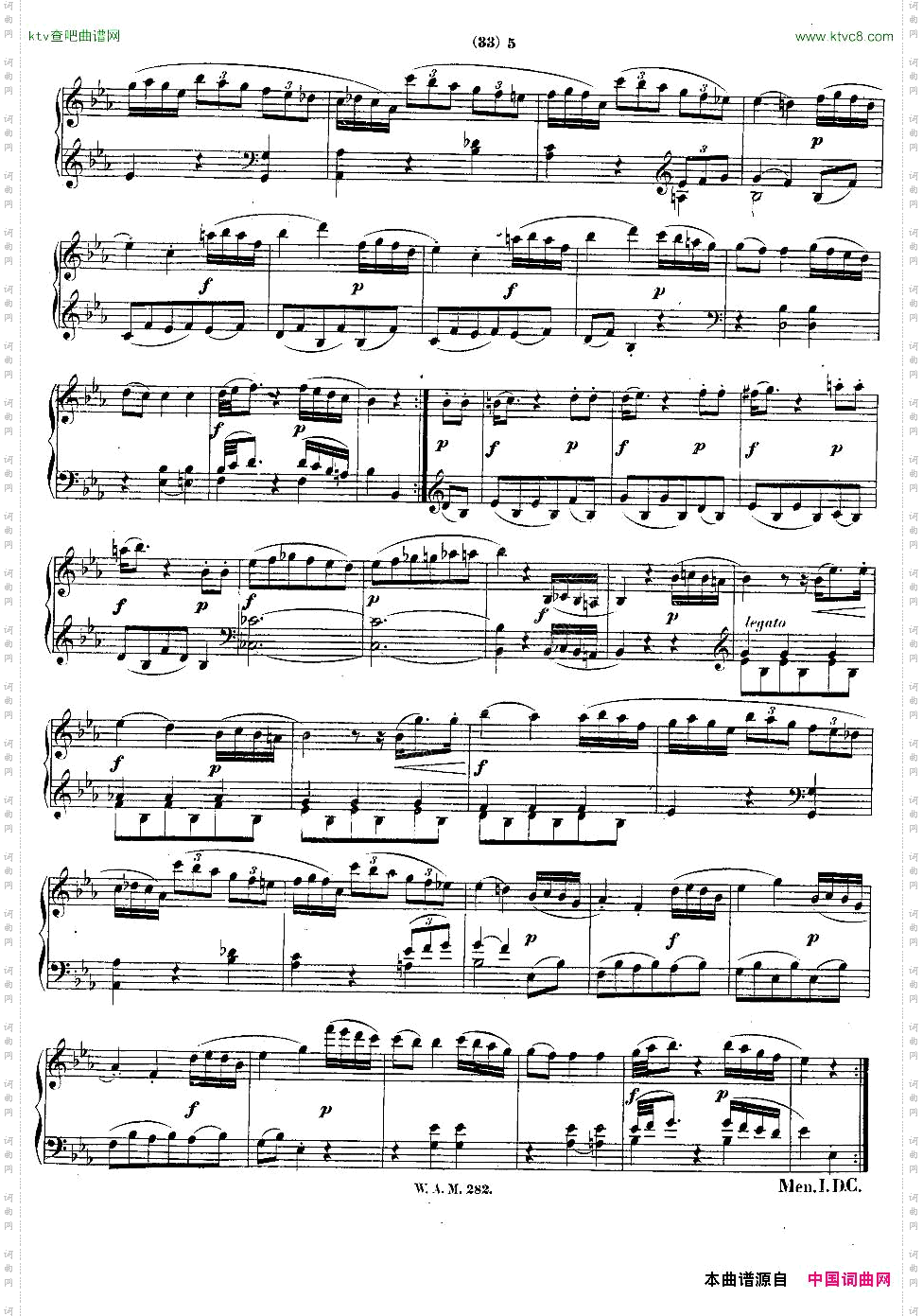 降E大调第四钢琴奏鸣曲KV.282