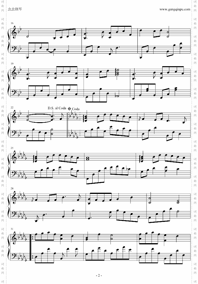 雪之梦原版，降B调