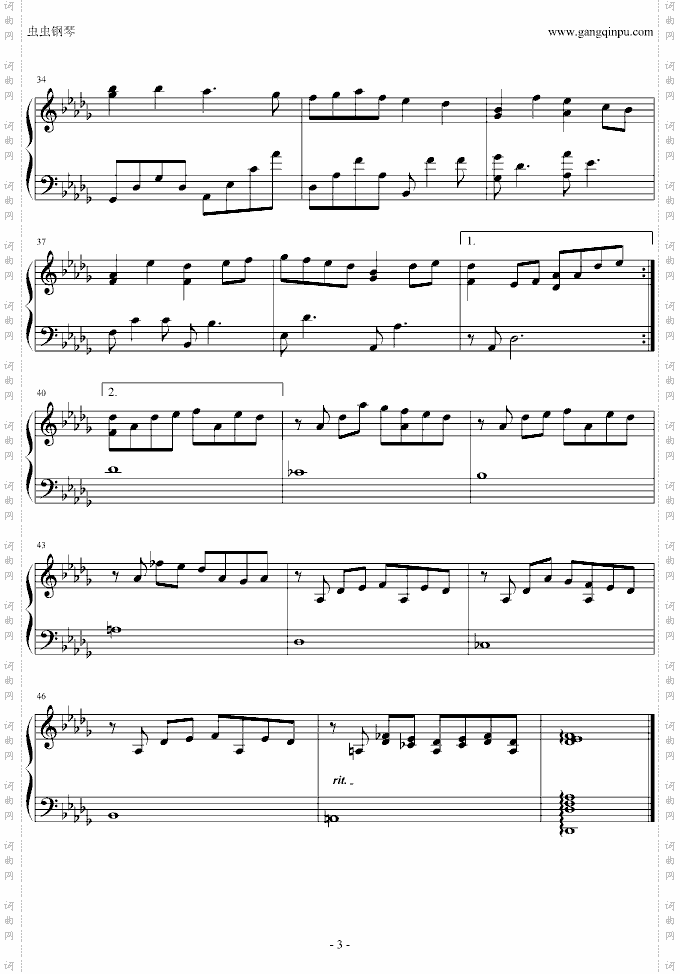 雪之梦原版，降B调