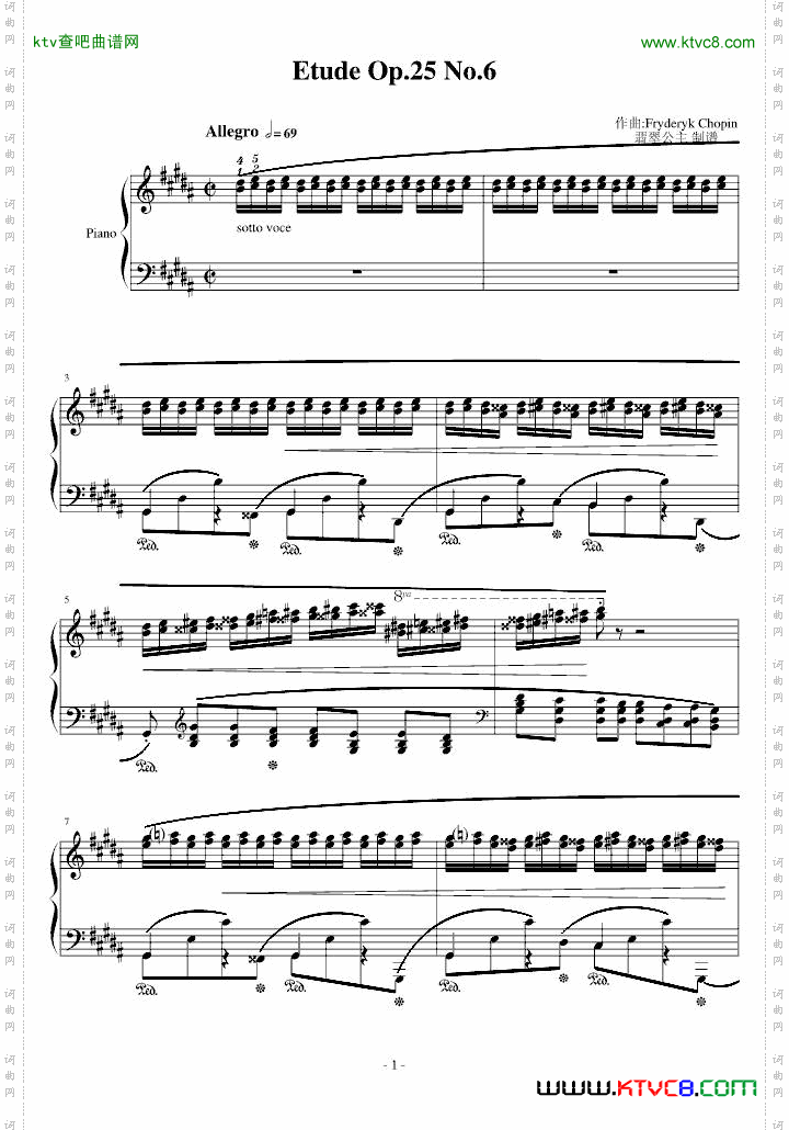 肖邦练习曲Op.25No.6