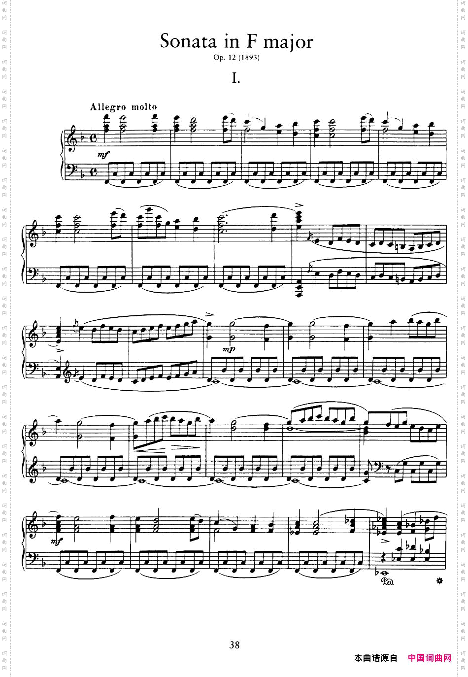PianoSonatainFMajOp·12F大调钢琴奏鸣曲·第一乐章