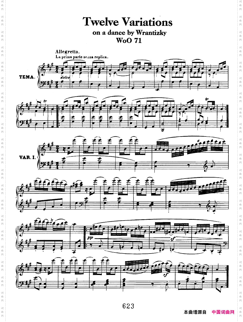 12VariationsonaDancebyWrantizkyWoO71伍拉尼茨基舞曲主题变奏曲_12 Variations on a Dance by Wrantizky WoO 71伍拉尼茨基舞曲主题变奏曲