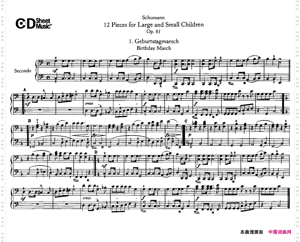 12首为孩子们而作的四手联弹曲Op.85四手联弹1_12首为孩子们而作的四手联弹曲 Op.85四手联弹1