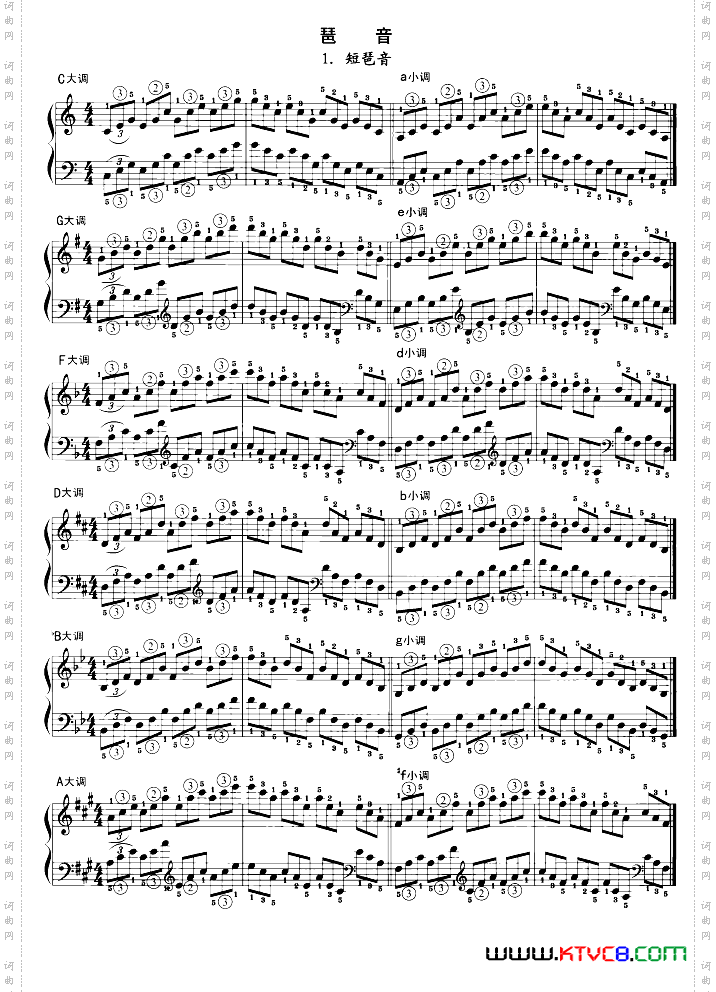 钢琴琶音练习：短琶音