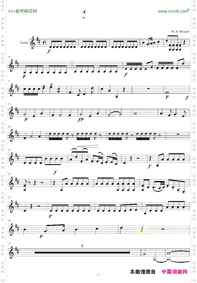 C大调双簧管协奏曲第一乐章中提分谱单簧管版