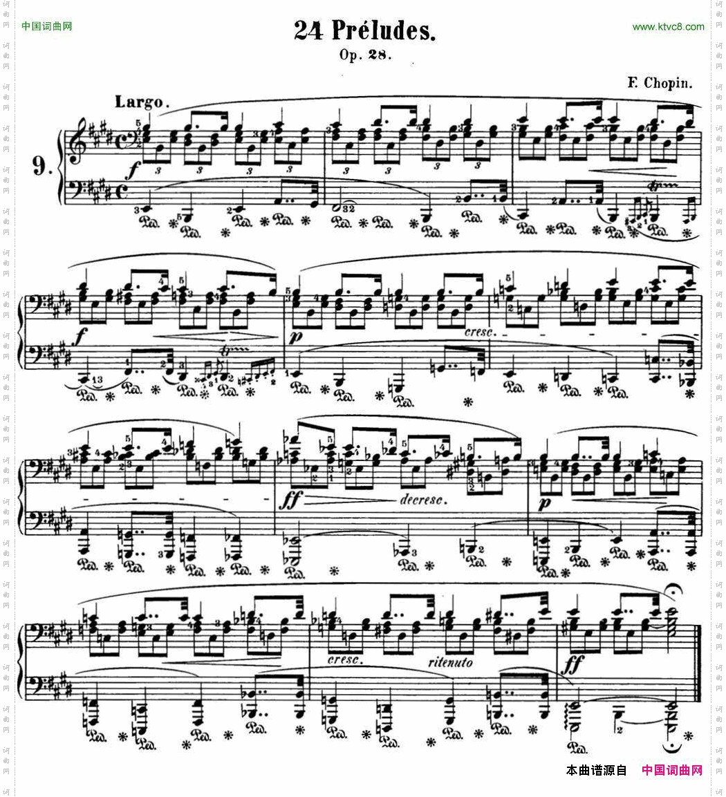 肖邦24首钢琴前奏曲Op.28No.9E大调