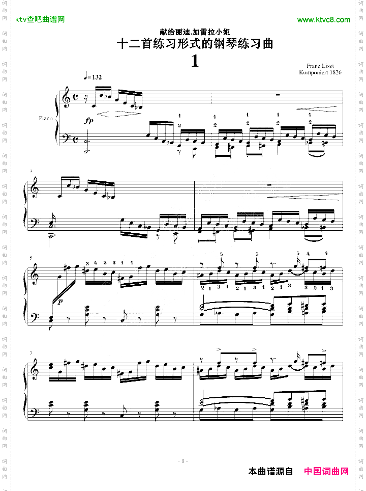 十二首练习形式的钢琴练习曲1