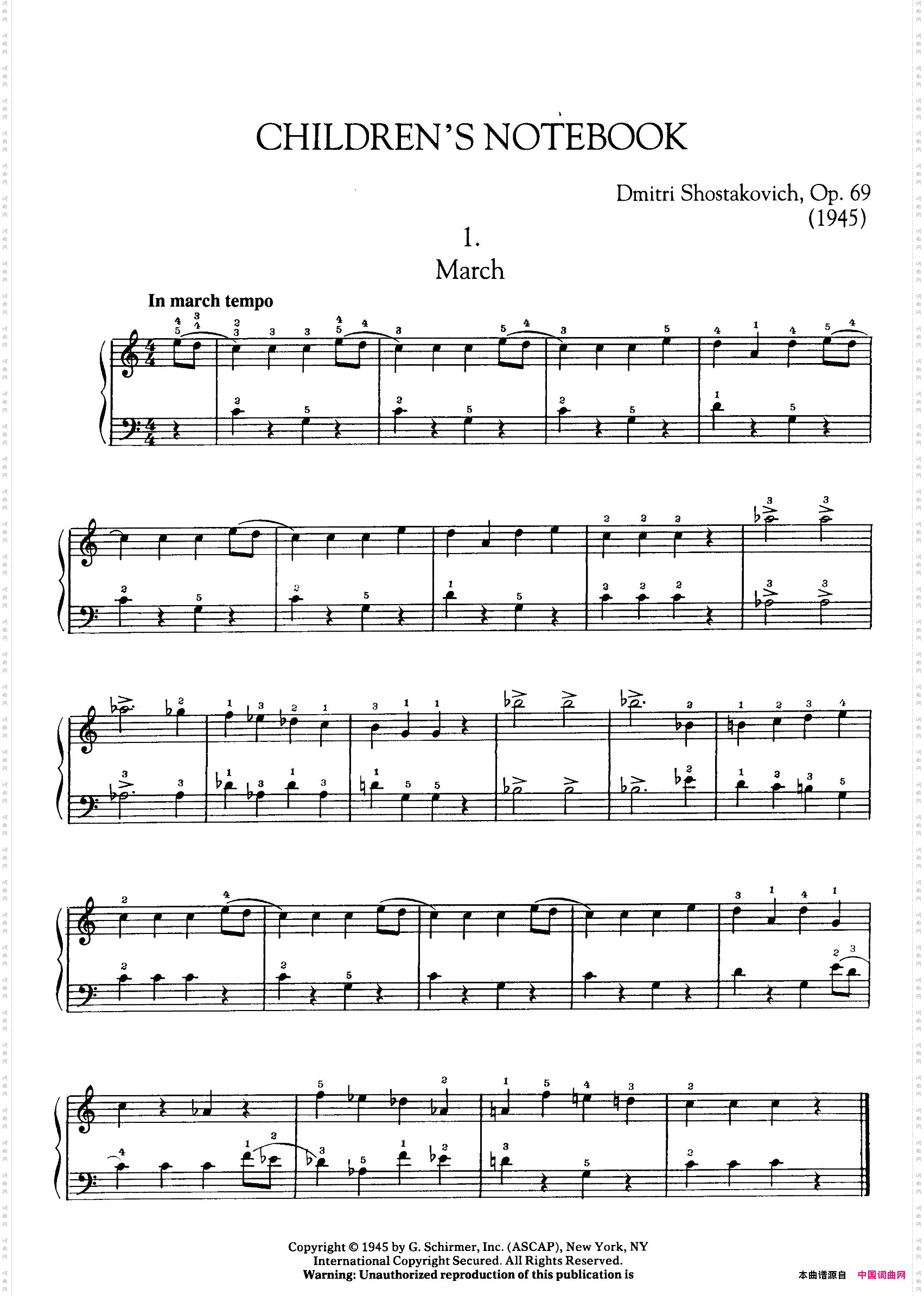 ChildrensNotebookOp.69儿童钢琴练习曲集_Children s Notebook Op.69儿童钢琴练习曲集