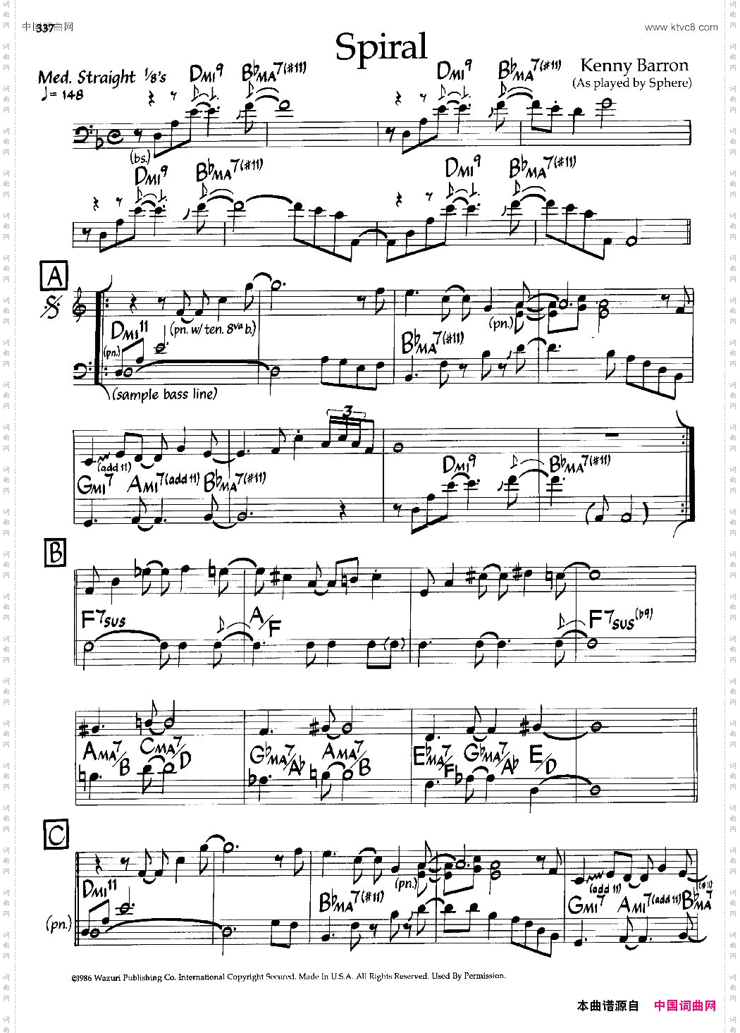 Spiral爵士钢琴曲
