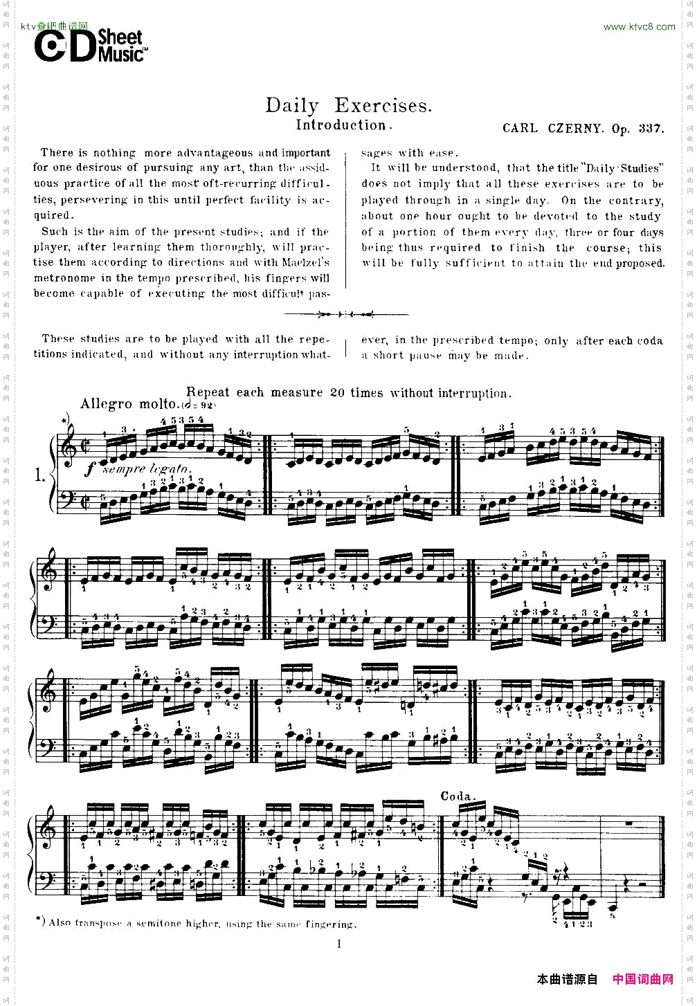 Czerny-40DailyExerciOp.3371—540首日常训练曲