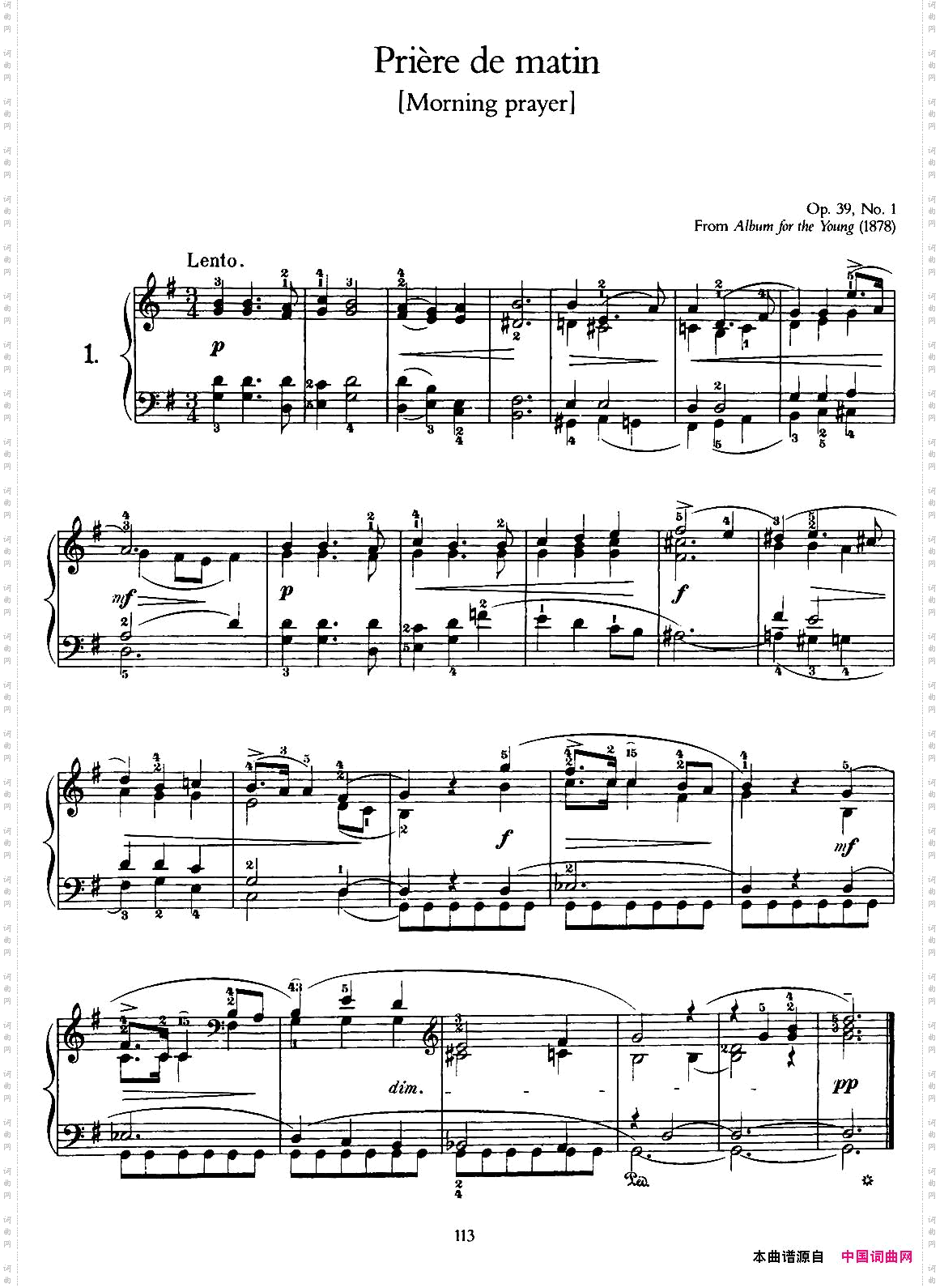 AlbumfortheYoungOp.39儿童钢琴曲集1.晨祈MorningPrayer_Album for the Young Op.39儿童钢琴曲集1. 晨祈 Morning Prayer