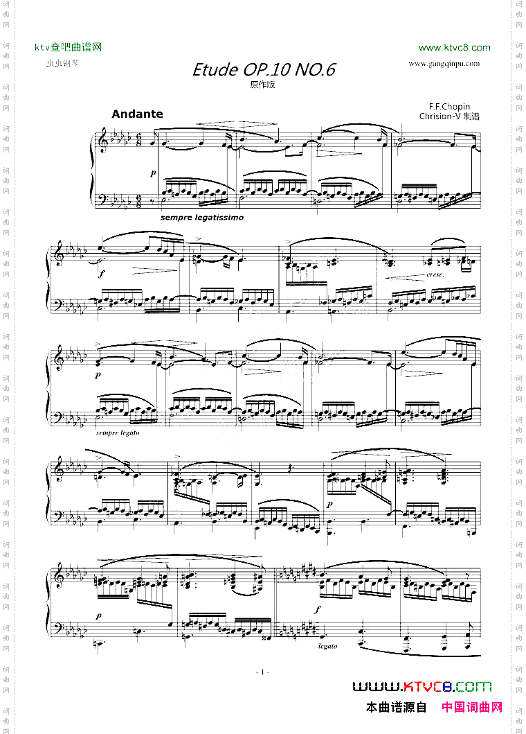 肖邦练习曲-EtudeOP.10NO.6