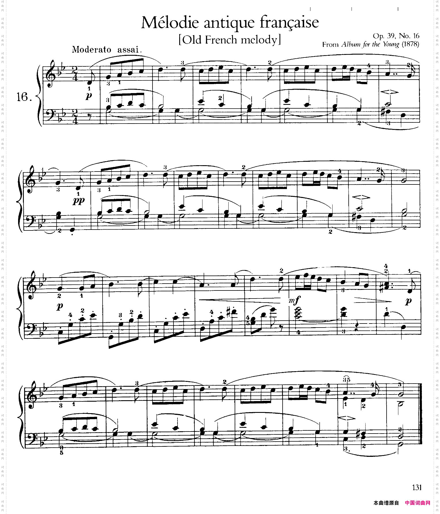 AlbumfortheYoungOp.39儿童钢琴曲集16.古老的法国旋律OldFrenchMelody_Album for the Young Op.39儿童钢琴曲集16. 古老的法国旋律 Old French Melody