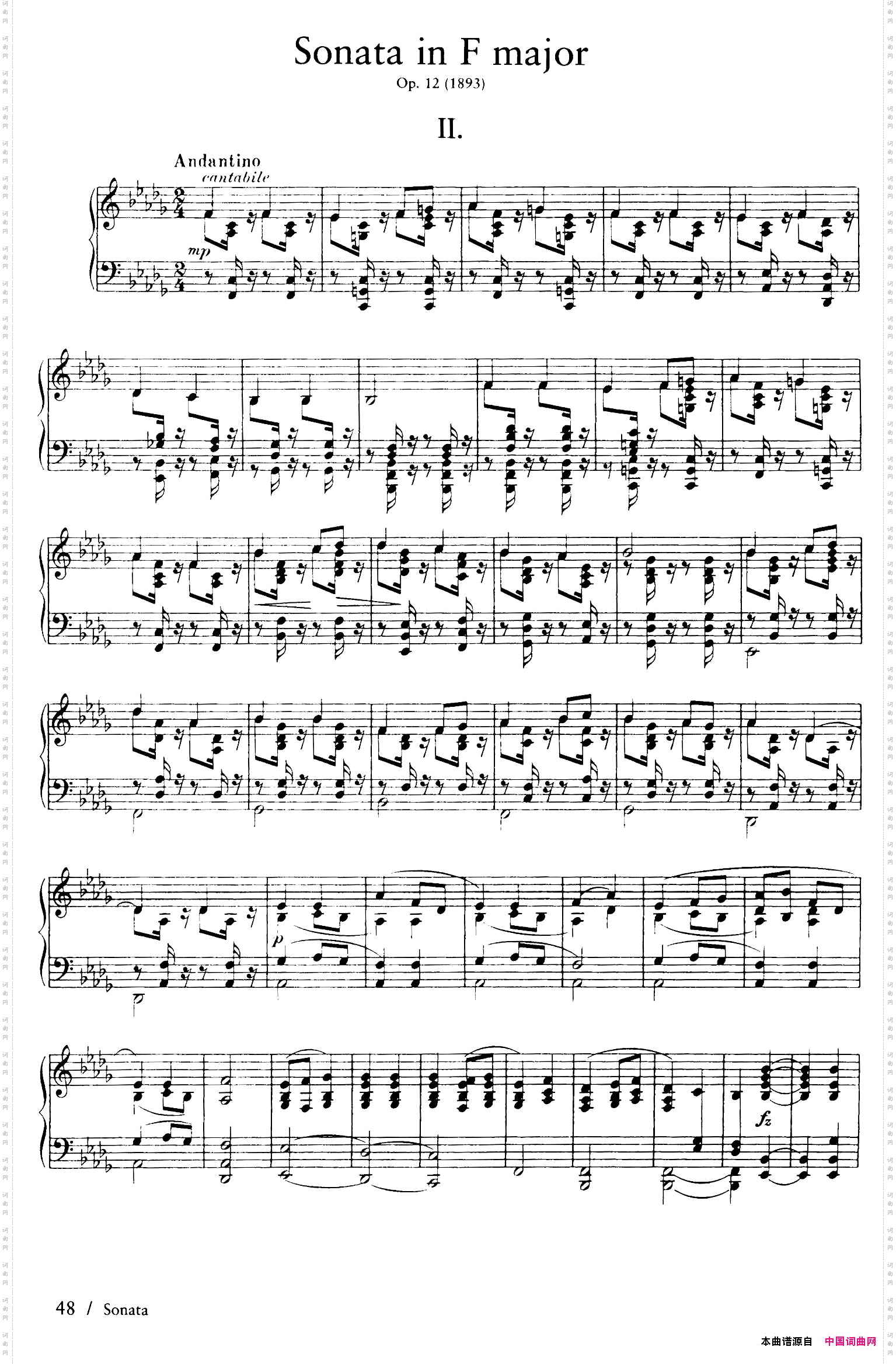 PianoSonatainFMajOp·12F大调钢琴奏鸣曲·第二乐章_Piano Sonata in F Maj Op·12F大调钢琴奏鸣曲·第二乐章