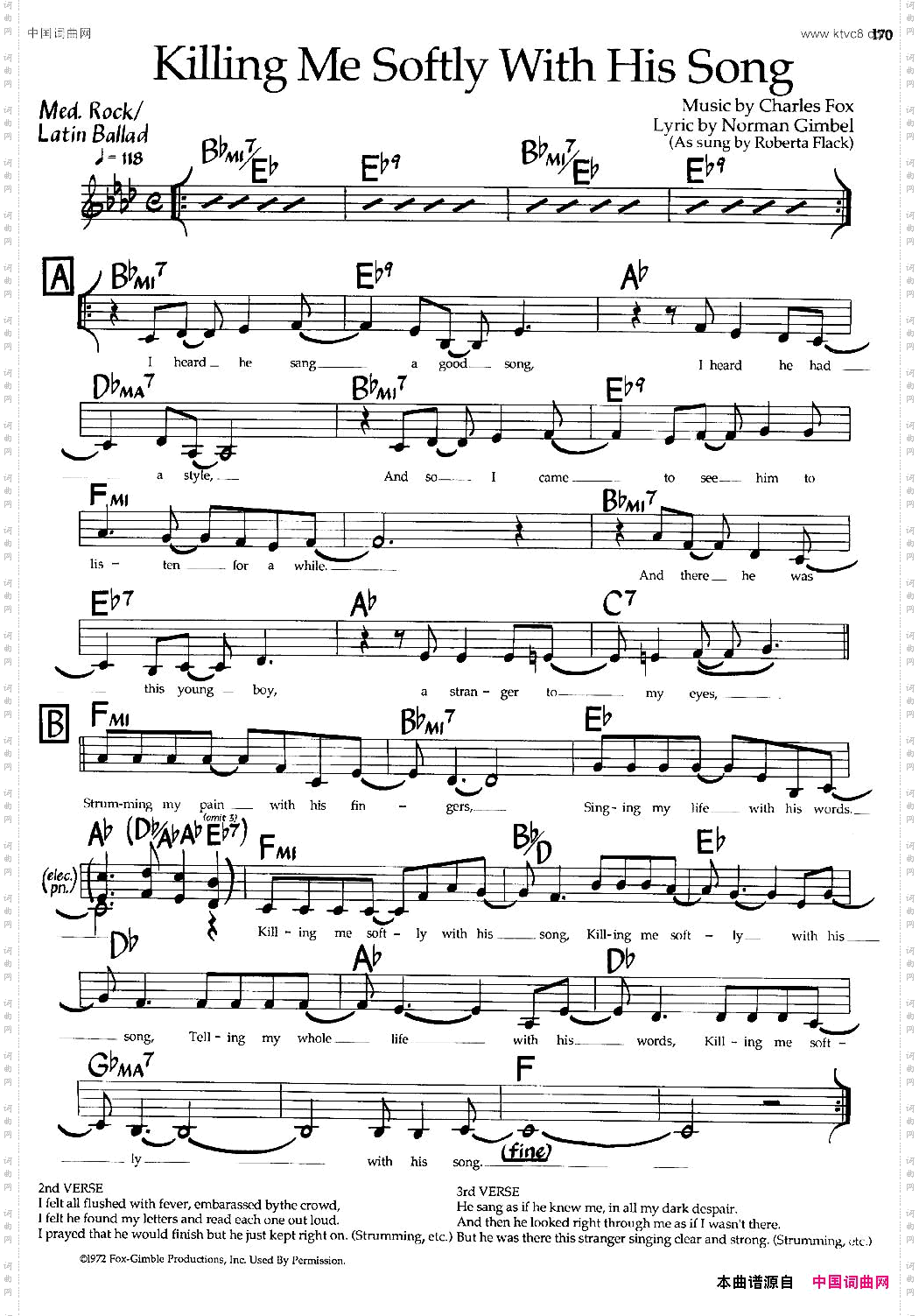 KillingMeSoftlyWithHisSong爵士钢琴曲