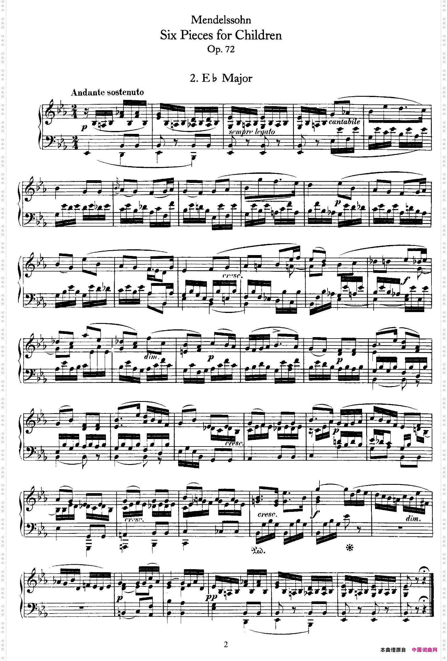 6PiecesforChildrenOp.726首儿童钢琴曲2.降E大调_6 Pieces for Children Op.726首儿童钢琴曲2.降E大调