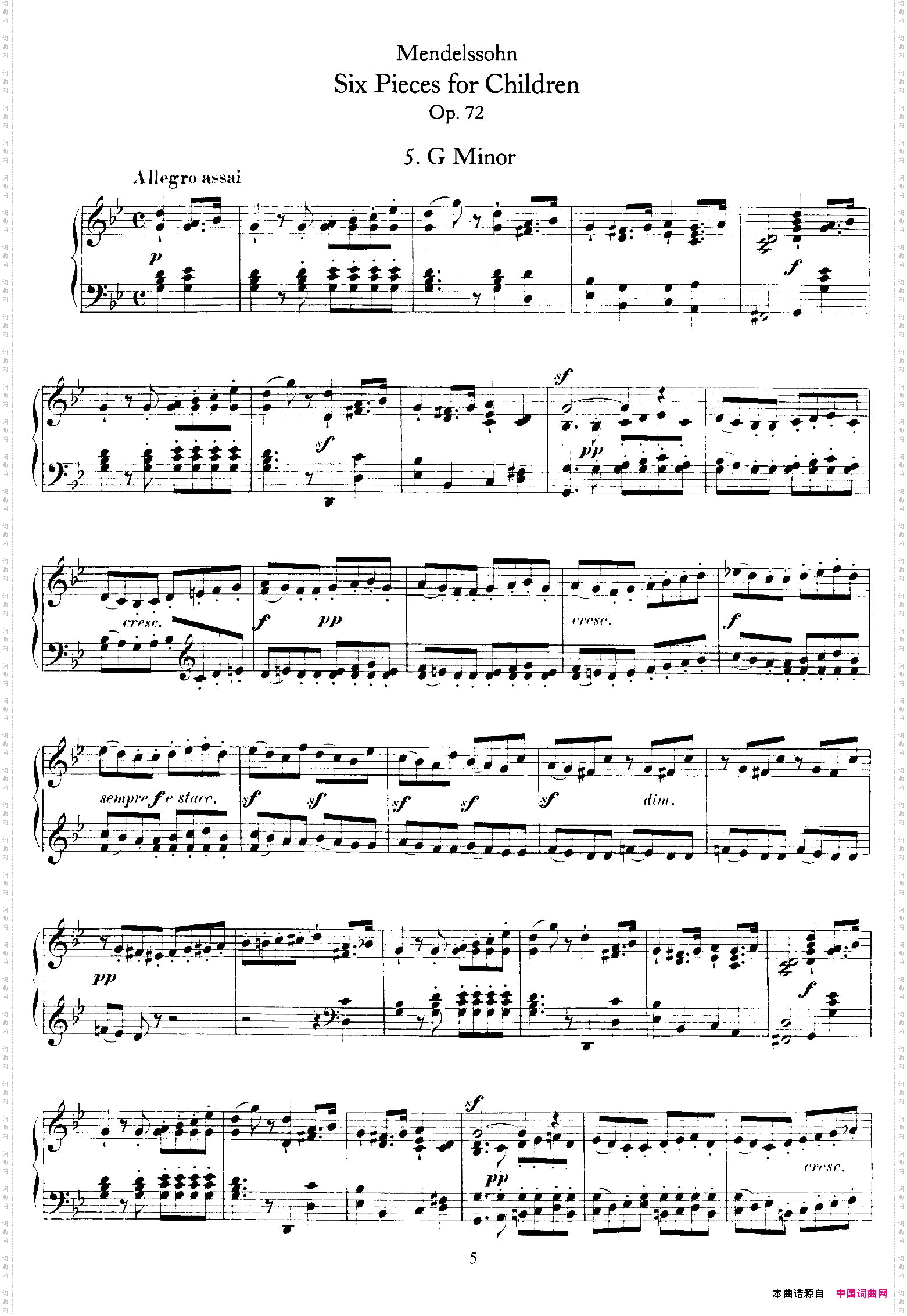 6PiecesforChildrenOp.726首儿童钢琴曲5.g小调_6 Pieces for Children Op.726首儿童钢琴曲5.g小调
