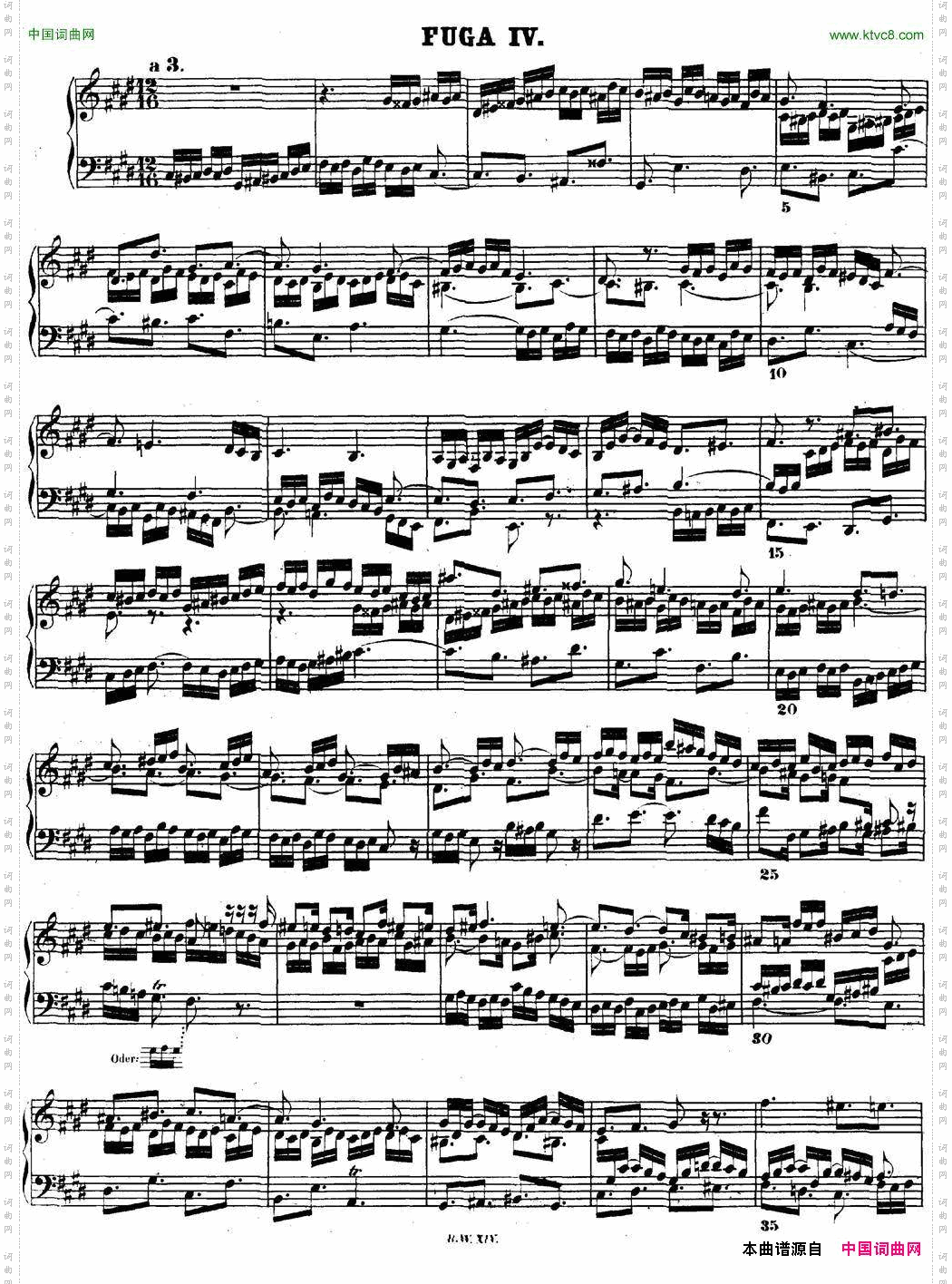 巴赫《平均律钢琴曲集·第二卷》之赋格曲NO.4