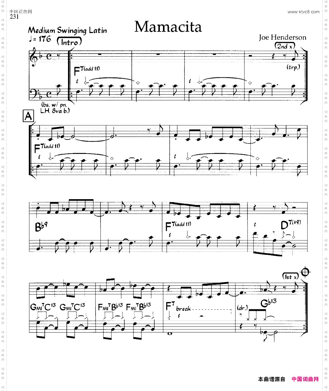 Mamacita爵士钢琴曲