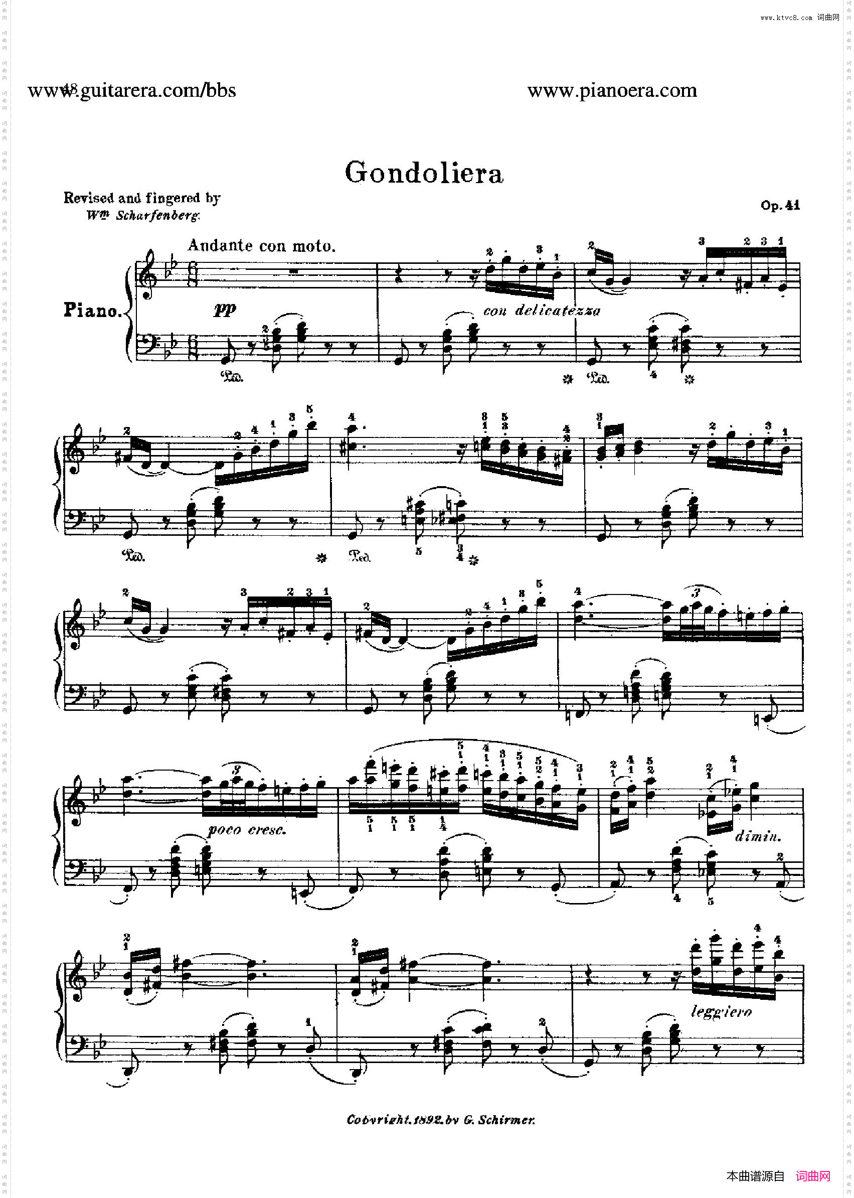 GondolieraingMinorOp.41g小调船歌_Gondoliera in g Minor Op.41g小调船歌