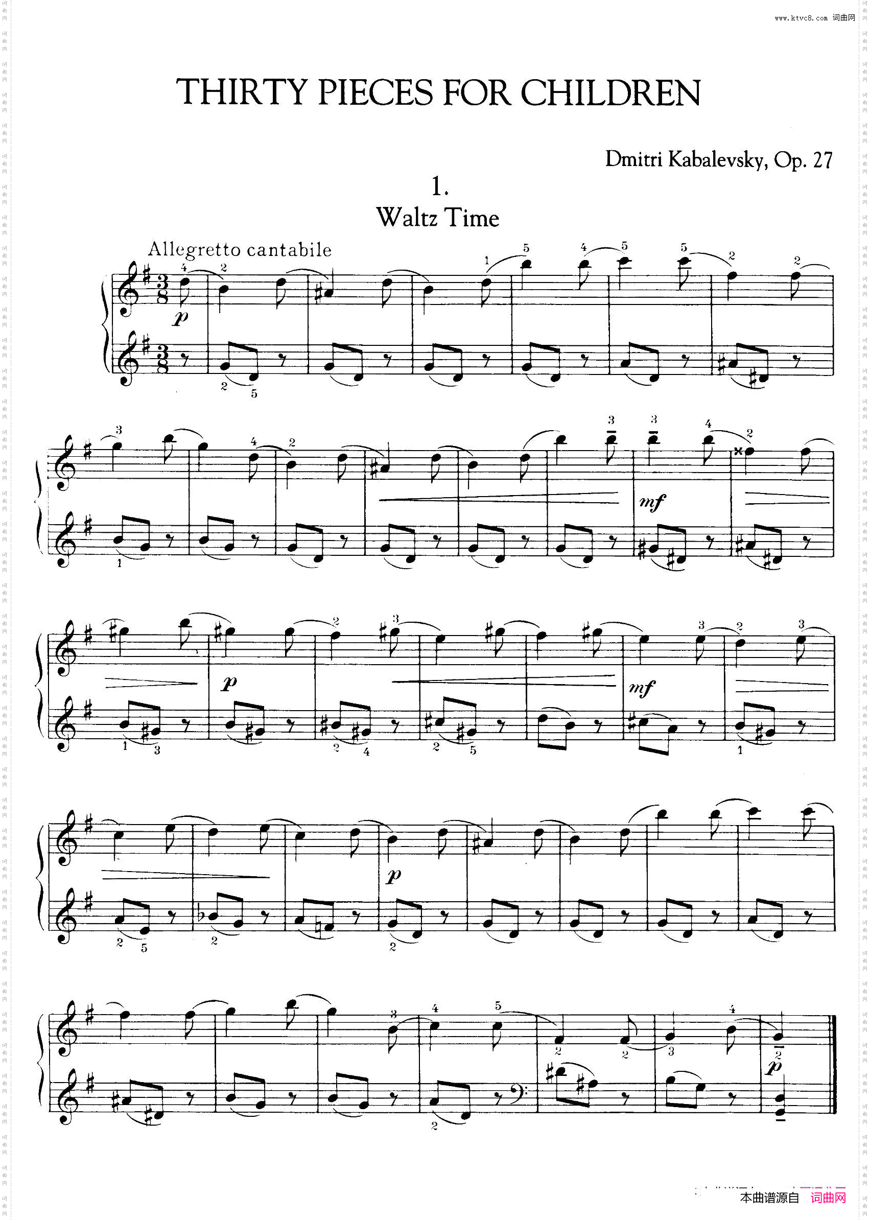 ThirtyPiecesForChildrenOp.2730首儿童钢琴曲1—5_Thirty Pieces For Children Op.2730首儿童钢琴曲 1—5
