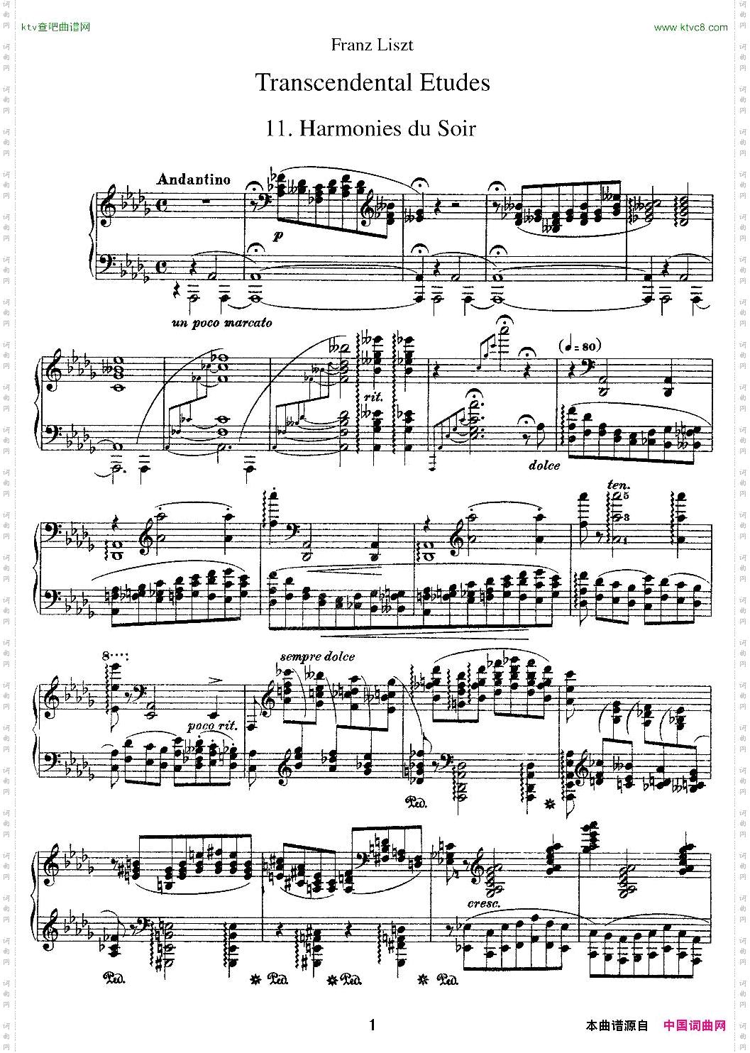 12首超级技巧练习曲：Harmoniesdusoir夜之和谐
