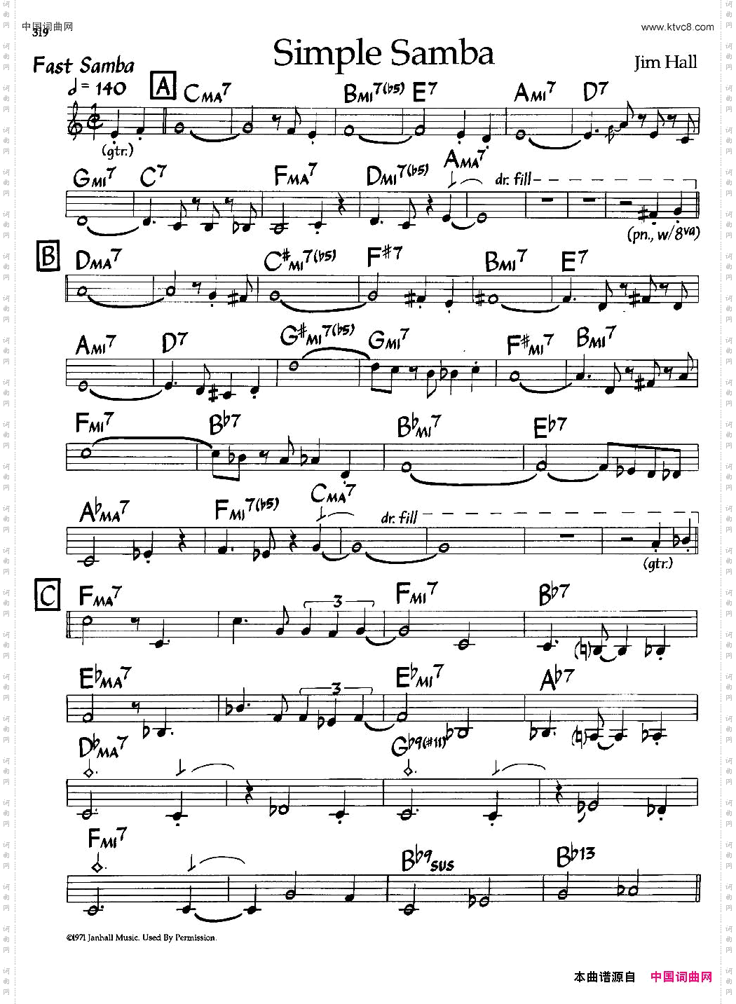 SimpleSamba爵士钢琴曲_Simple Samba爵士钢琴曲