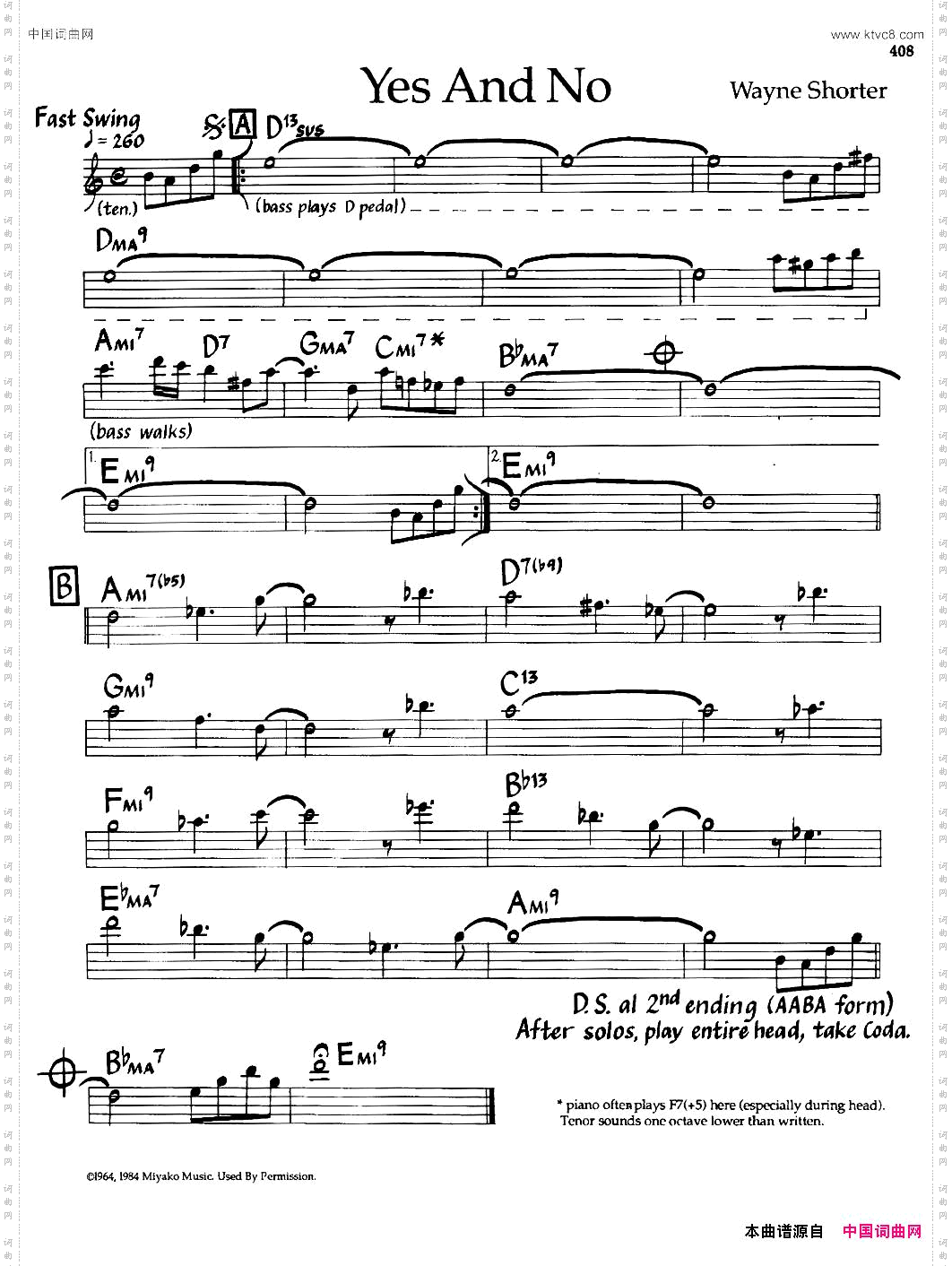 YesAndNo爵士钢琴曲_Yes And No爵士钢琴曲