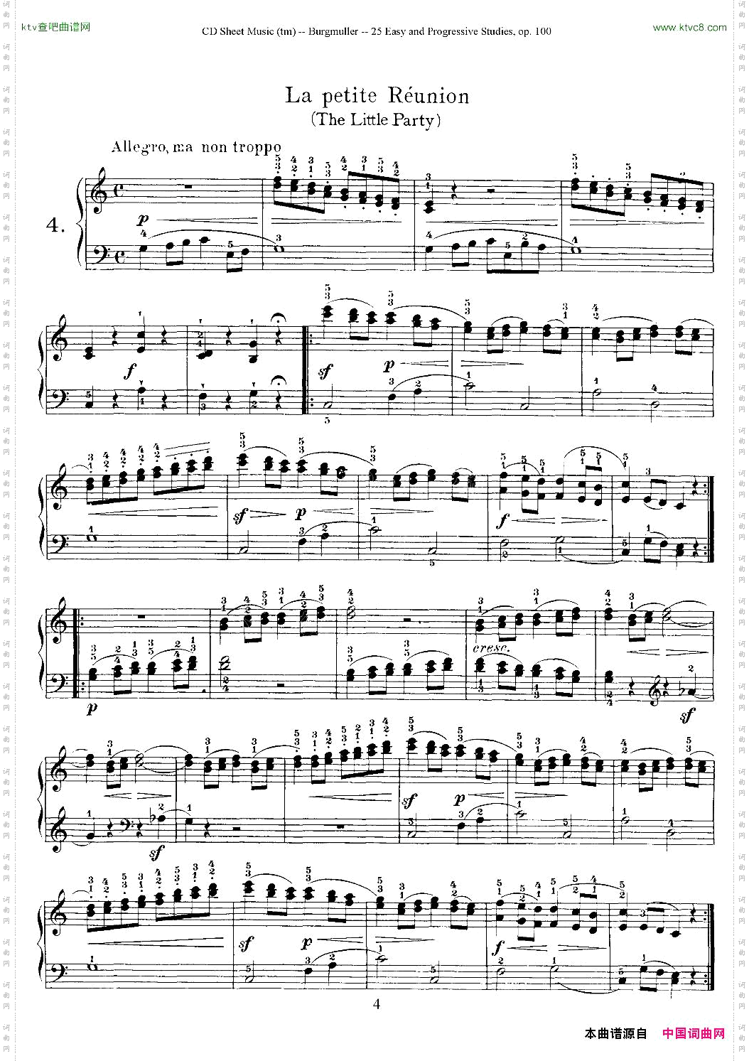 布尔格缪勒-25首钢琴进阶练习曲Op.1004、儿童联欢会
