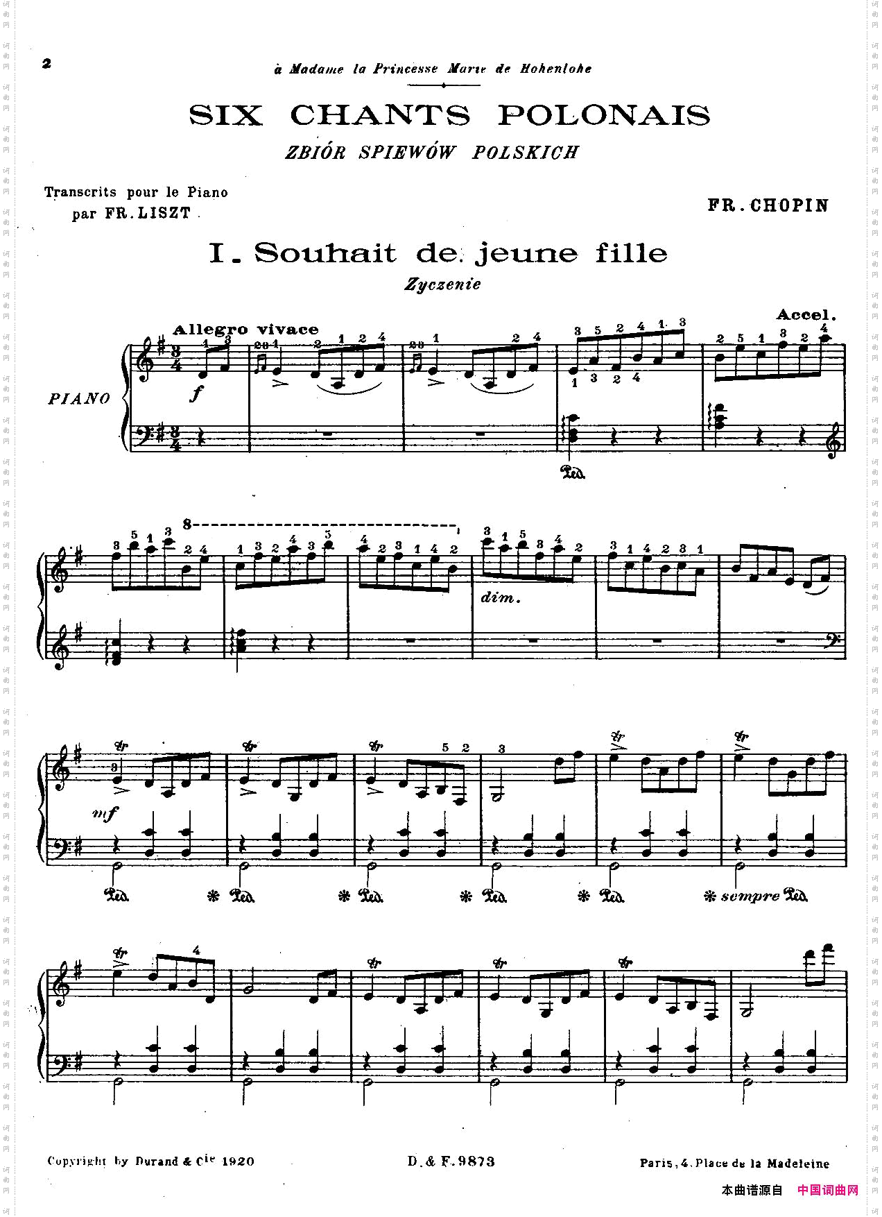 6ChantsPolonaisS.4806首波兰歌曲·Ⅰ_6 Chants Polonais S.4806首波兰歌曲·Ⅰ