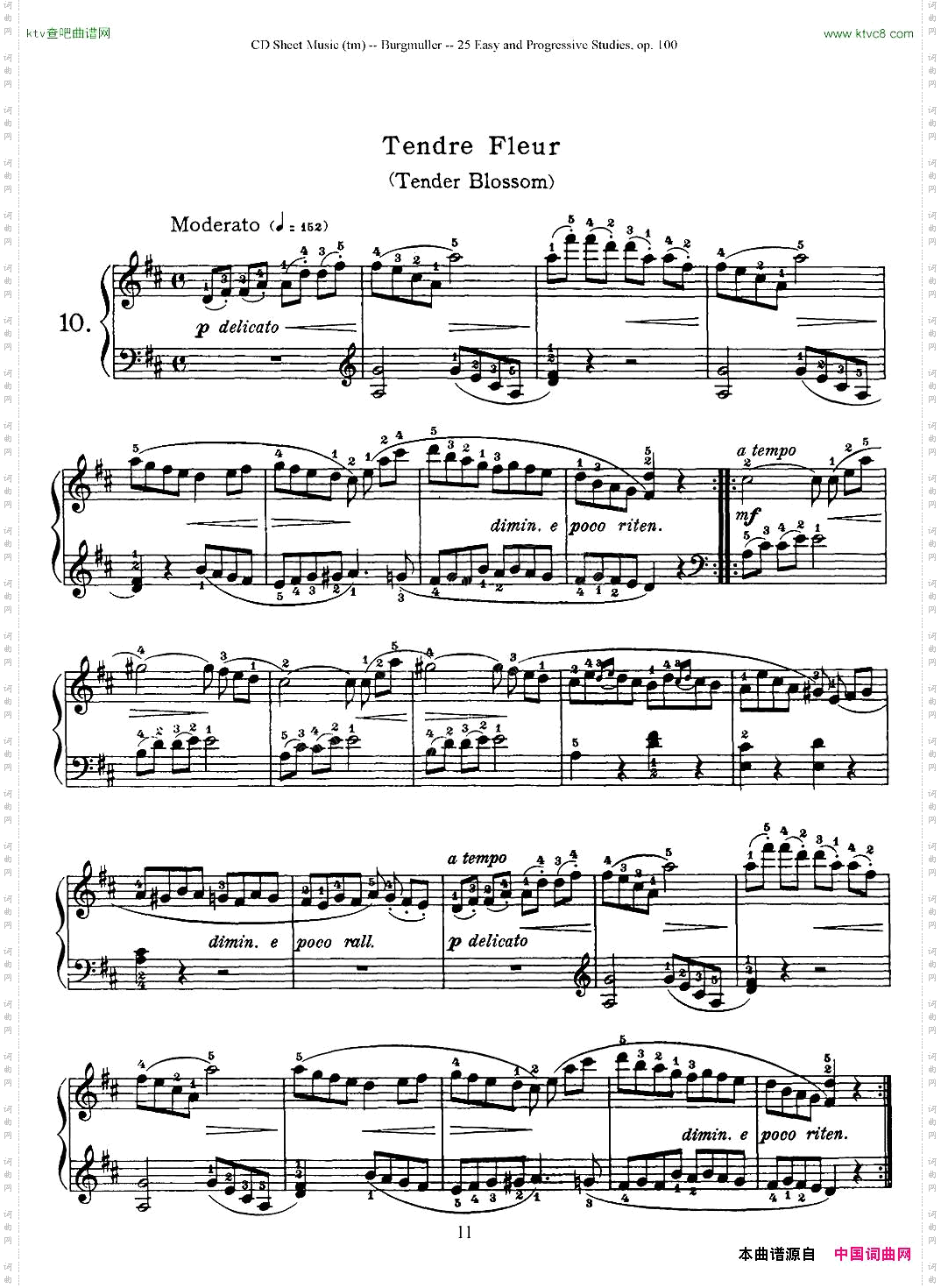 布尔格缪勒-25首钢琴进阶练习曲Op.10010、娇嫩的花