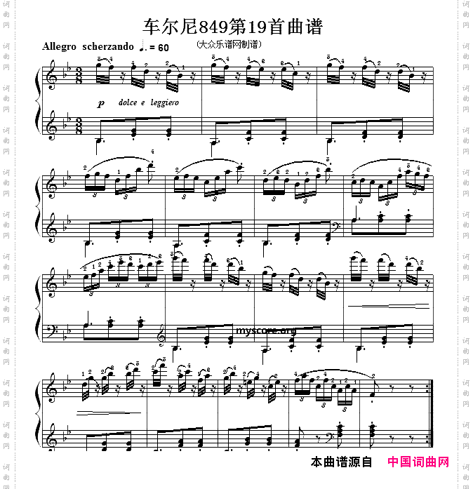 车尔尼Czerny849第19首曲谱及练习指导