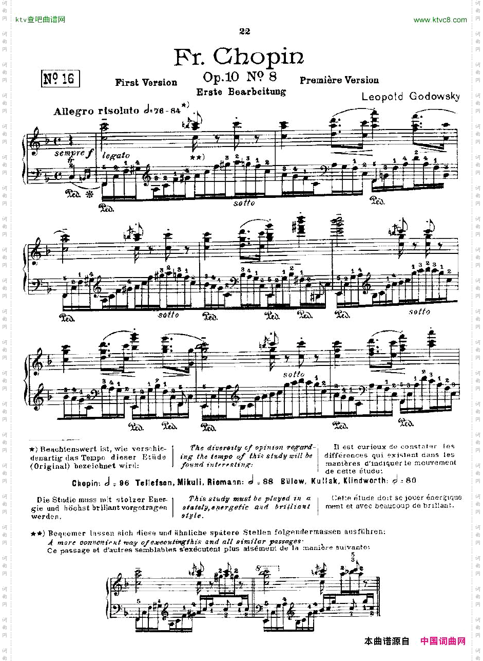 肖邦《练习曲》Fr.ChopinOp.10No8-1
