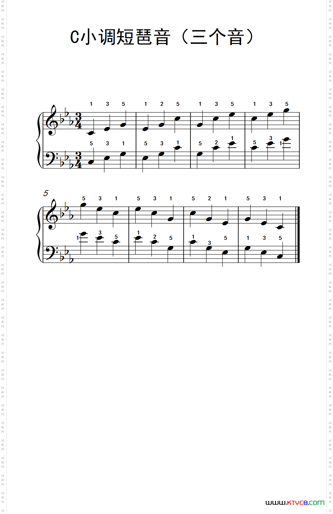 C小调短琶音三个音孩子们的钢琴音阶、和弦与琶音2_C小调短琶音三个音孩子们的钢琴音阶、和弦与琶音 2