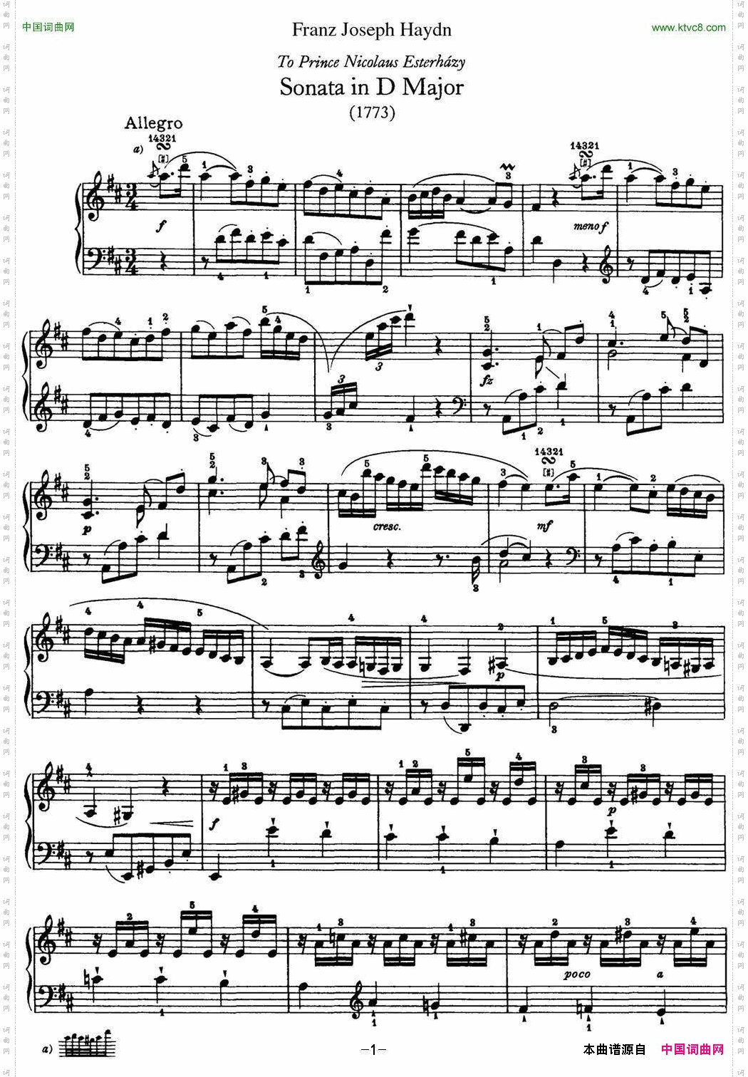 海顿钢琴奏鸣曲HobXVI24inDmajor