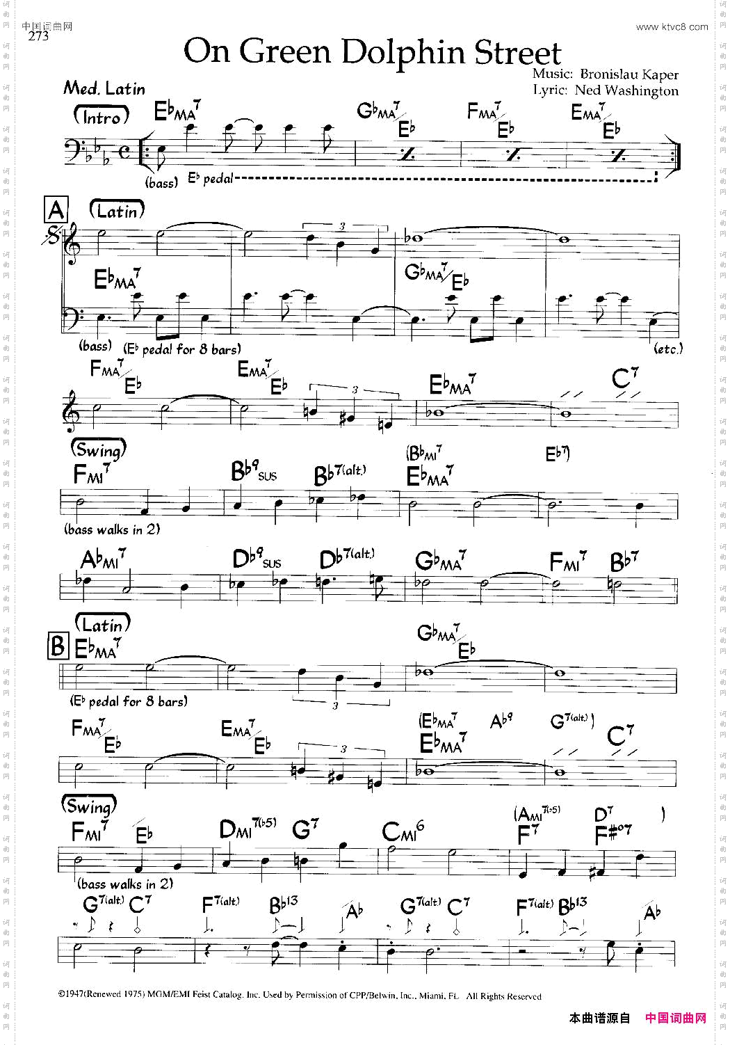 OnGreenDolphinStreet爵士钢琴曲_On Green Dolphin Street爵士钢琴曲