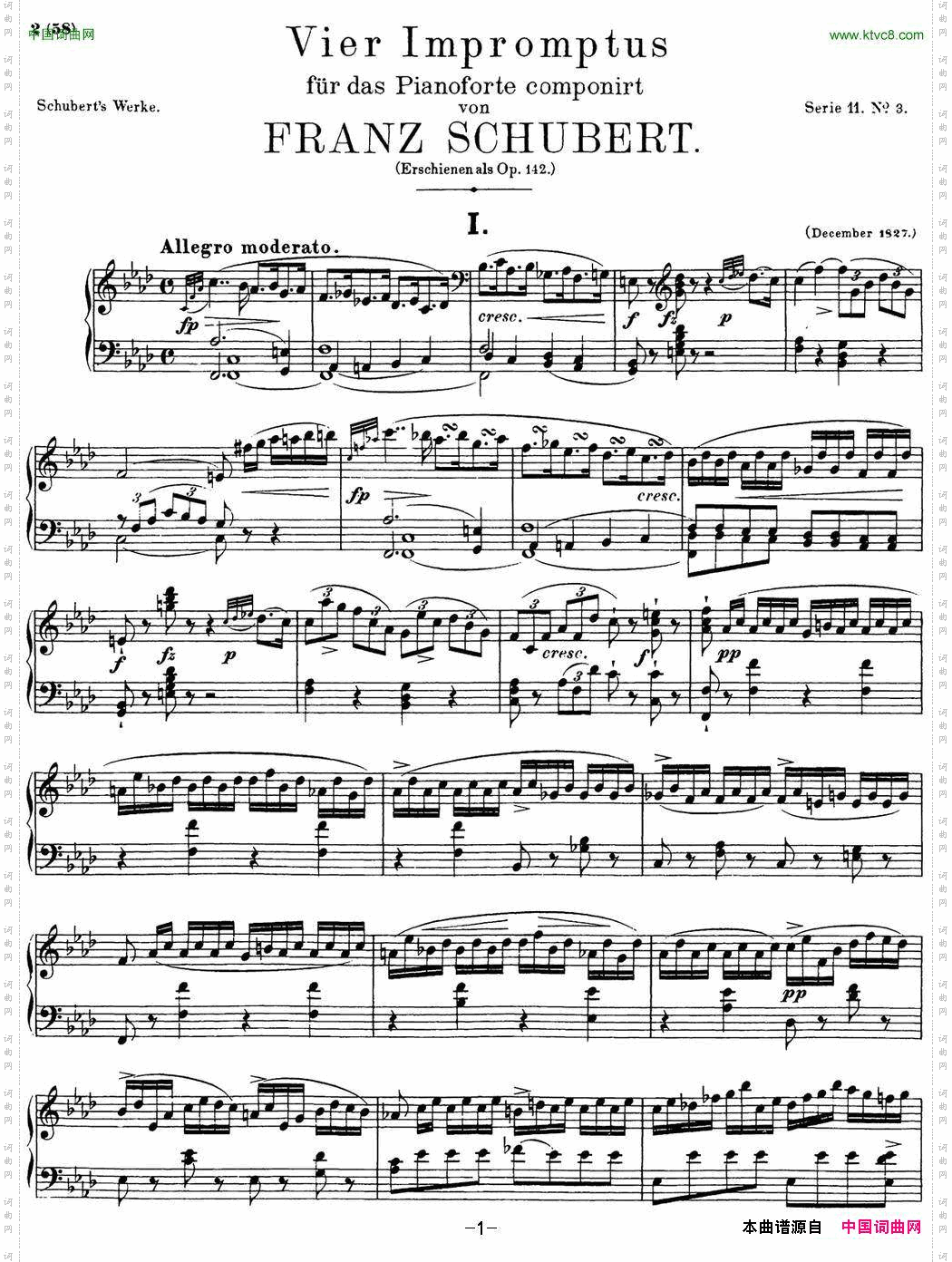 舒伯特f小调即兴曲D.935，Op.142NO.1
