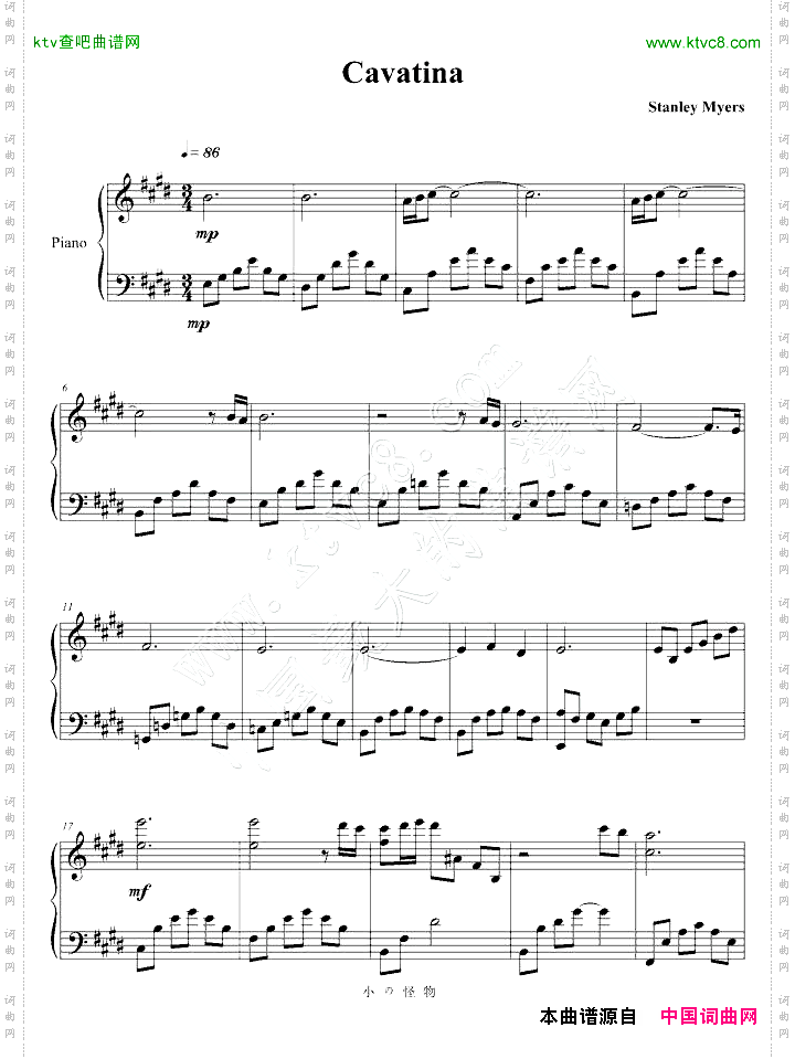 cavatina钢琴版