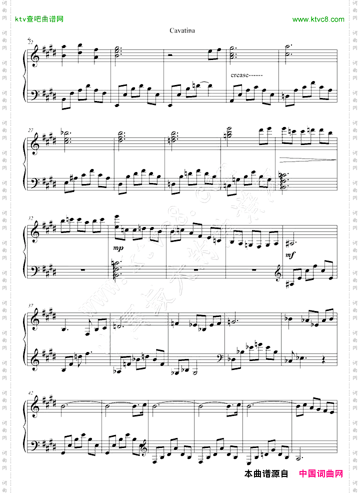 cavatina钢琴版