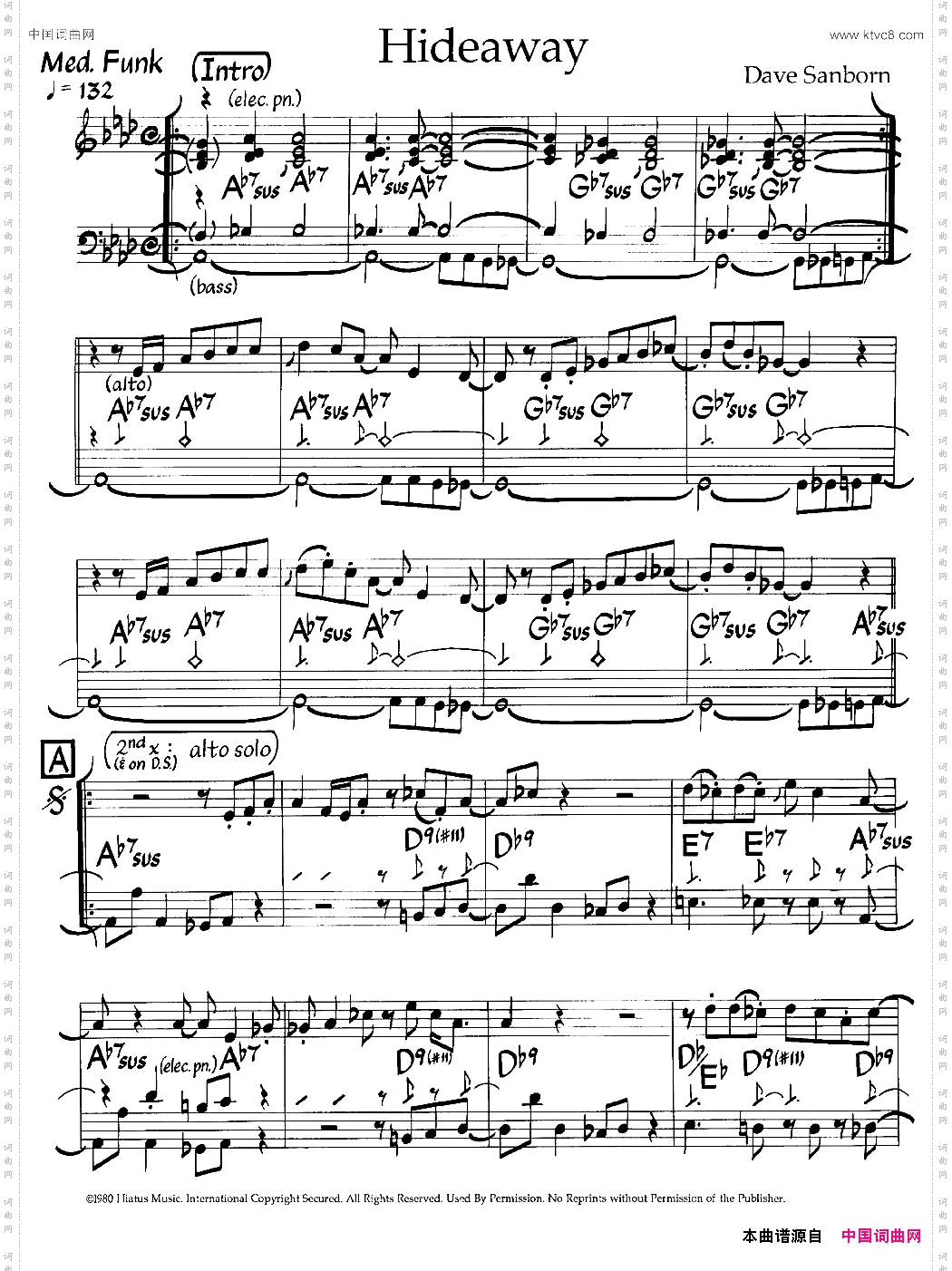 Hideaway爵士钢琴曲