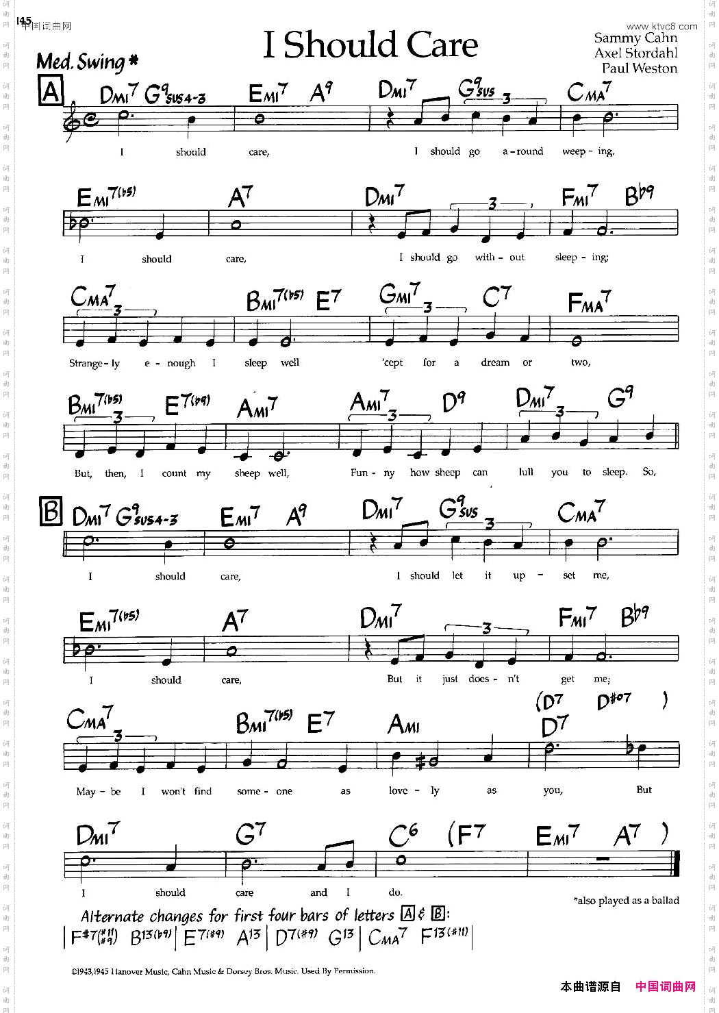 IShouldCare爵士钢琴曲